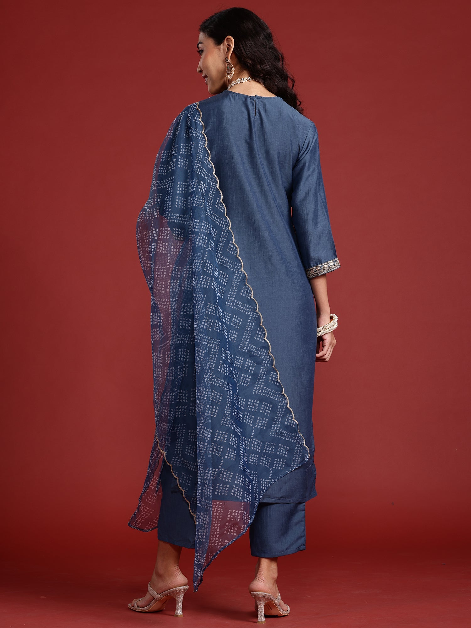 Women's Grey Silk Blend Kurta Set - Taantav