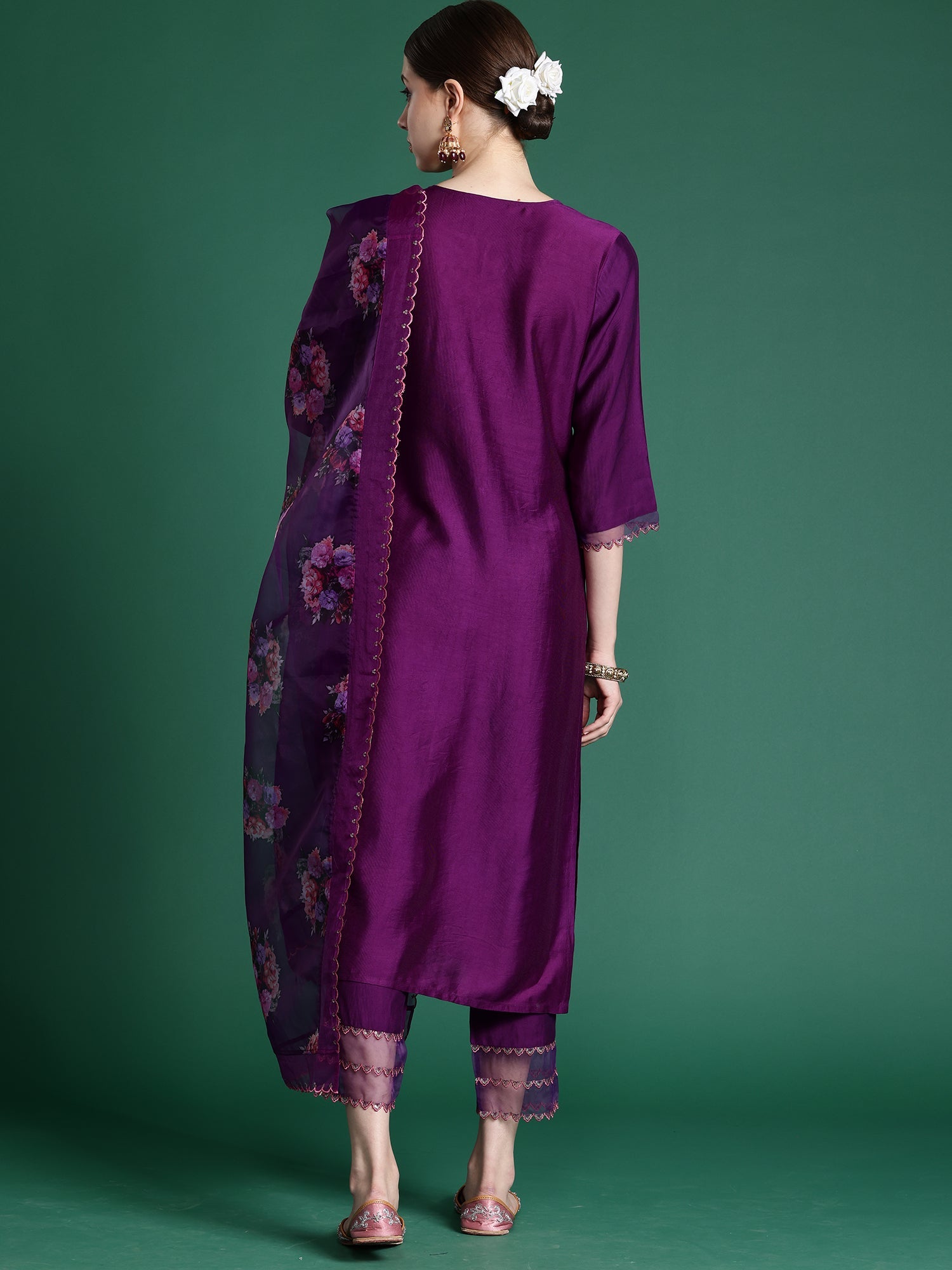 Women's Purple Liva Kurta Set - Taantav