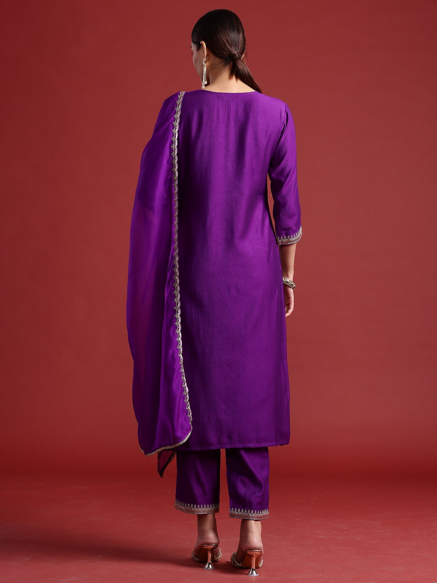 Women's Purple Liva Kurta Set - Taantav