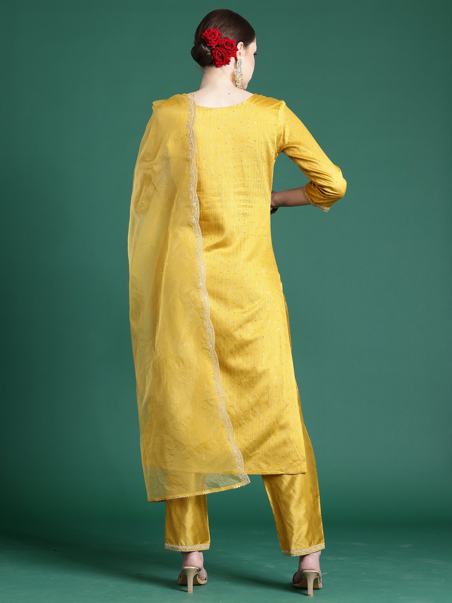 Women's Yellow Liva Kurta Set - Taantav