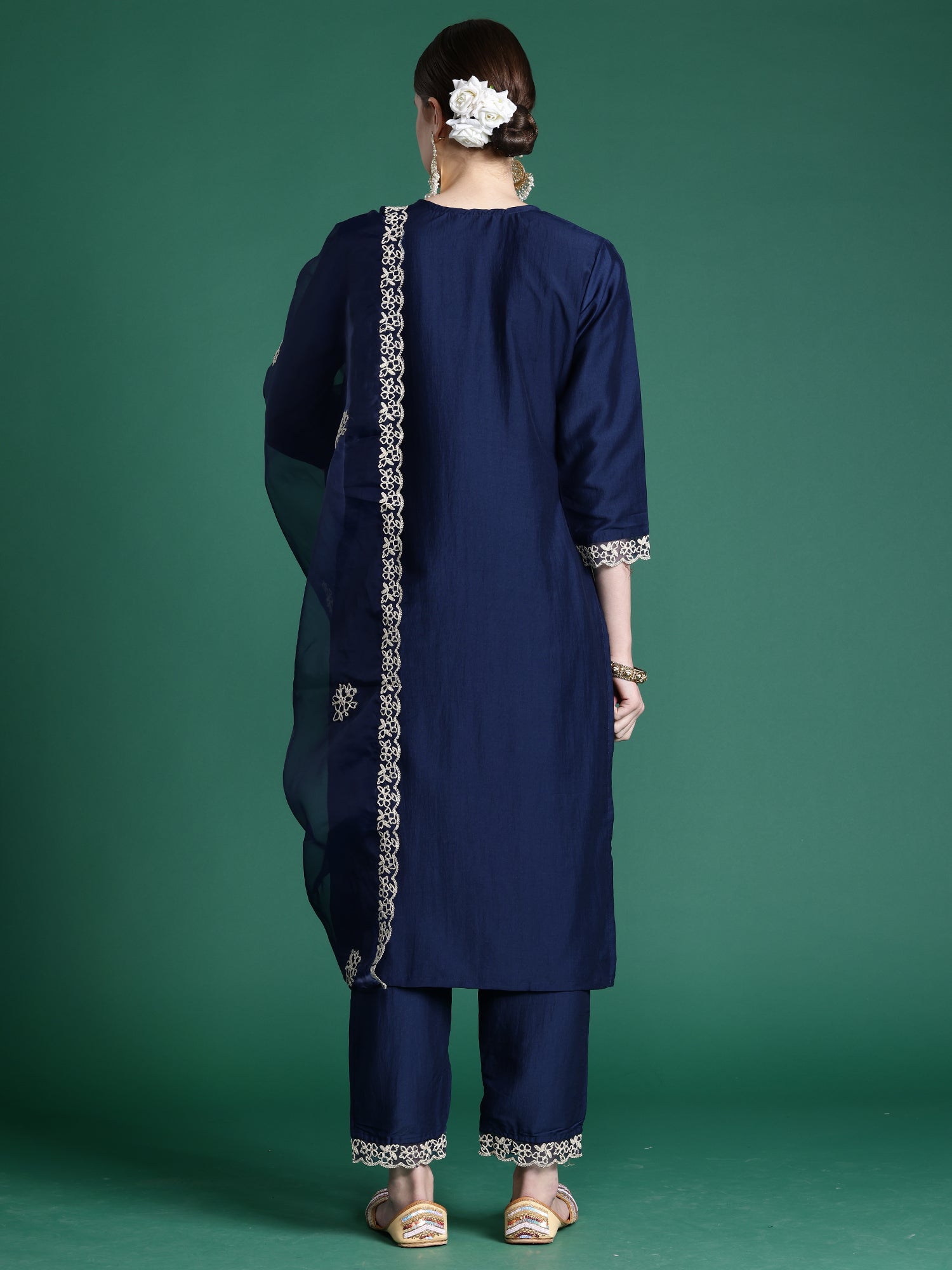 Women's Blue Silk Blend Kurta Set - Taantav