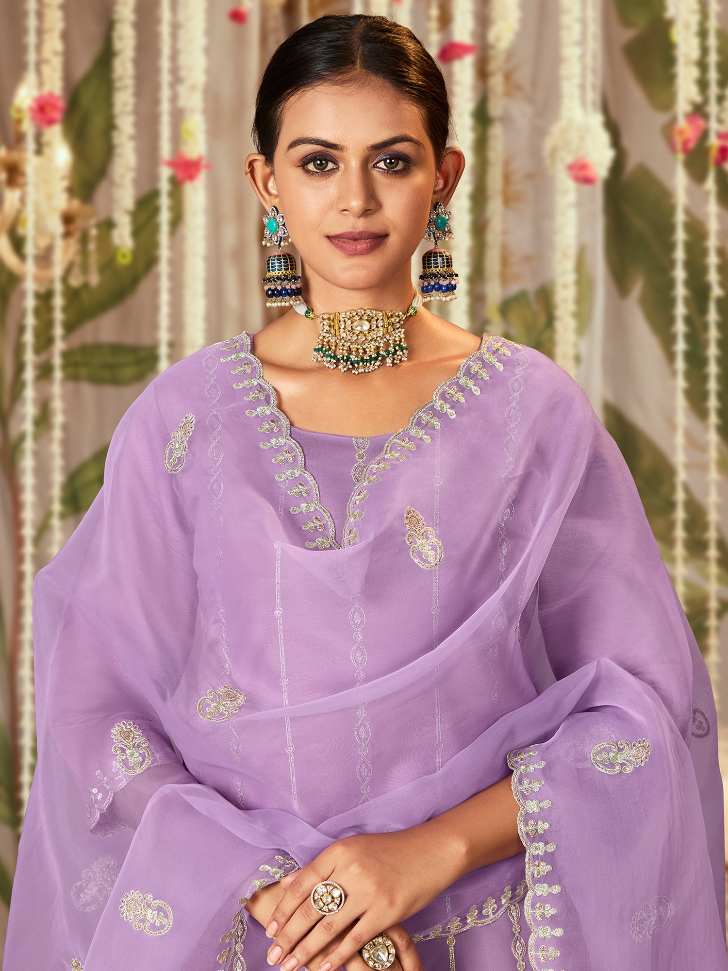 Women's Lavender Silk Blend Kurta Set - Taantav