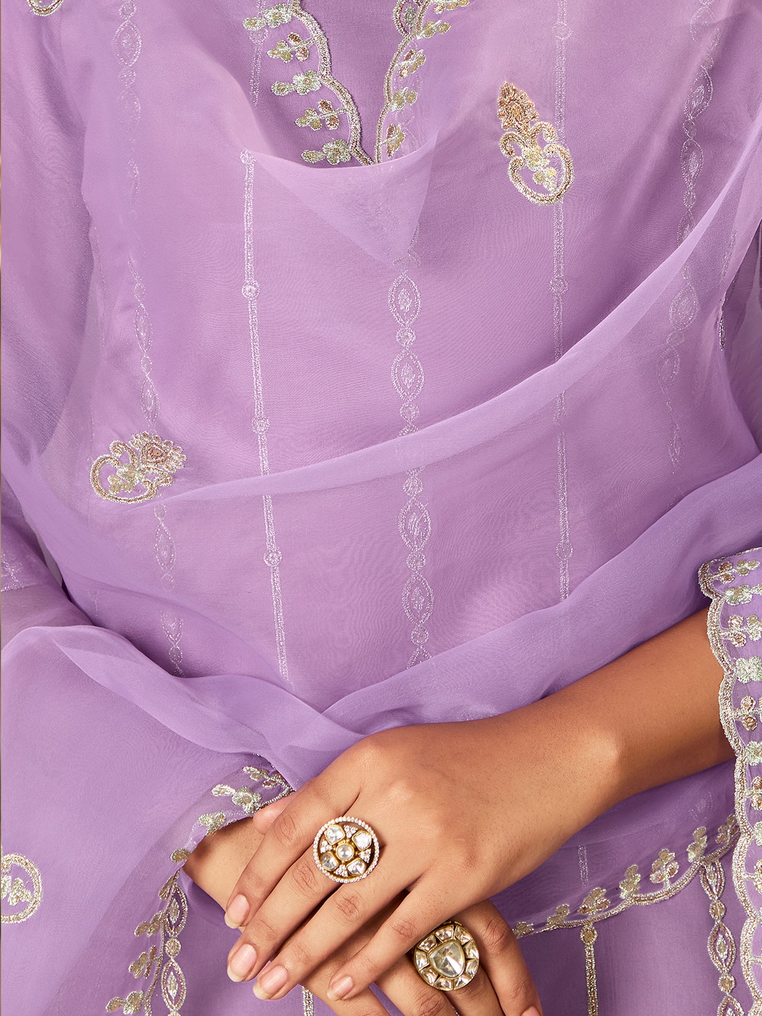 Women's Lavender Silk Blend Kurta Set - Taantav