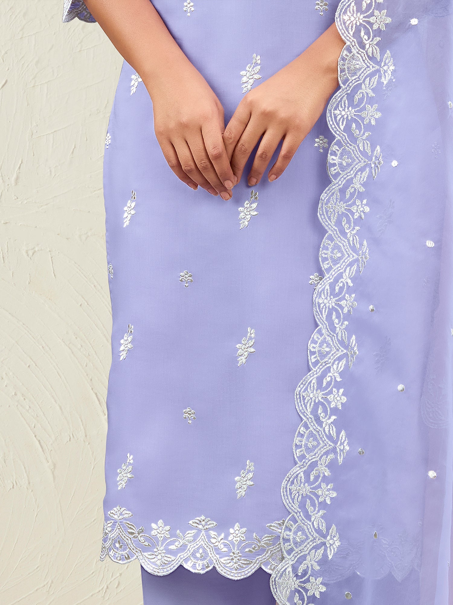 Women's Lavender Silk Blend Kurta Set - Taantav