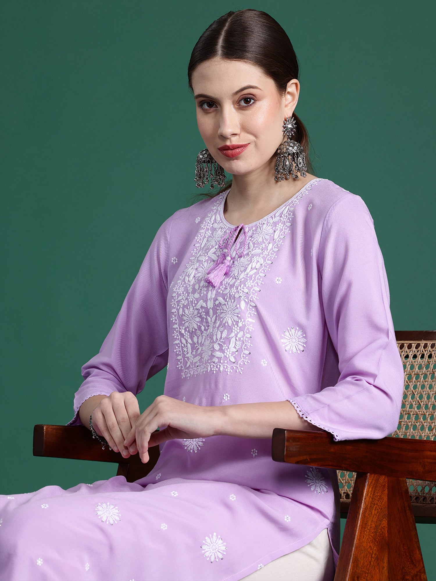 Women's Purple Viscose Rayon Kurta - Taantav