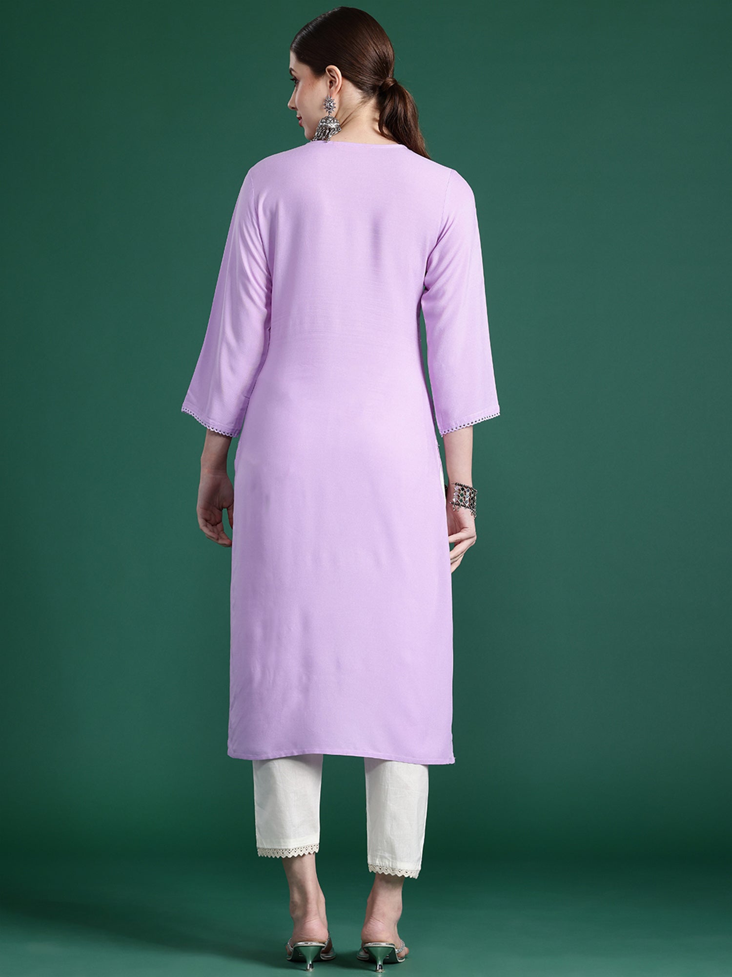 Women's Purple Viscose Rayon Kurta - Taantav