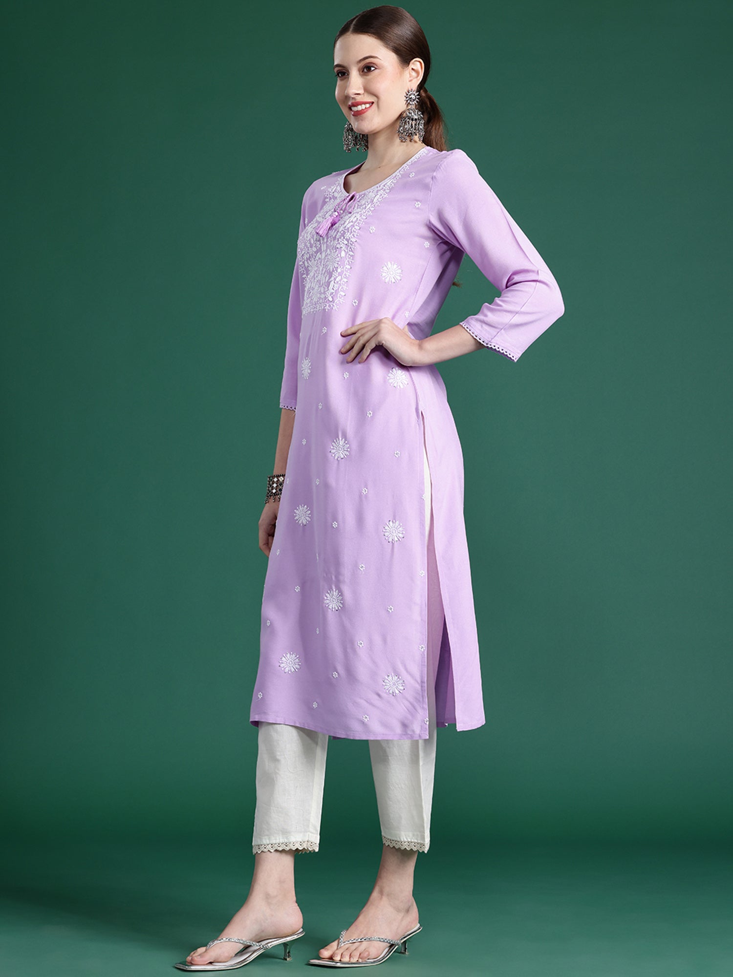 Women's Purple Viscose Rayon Kurta - Taantav