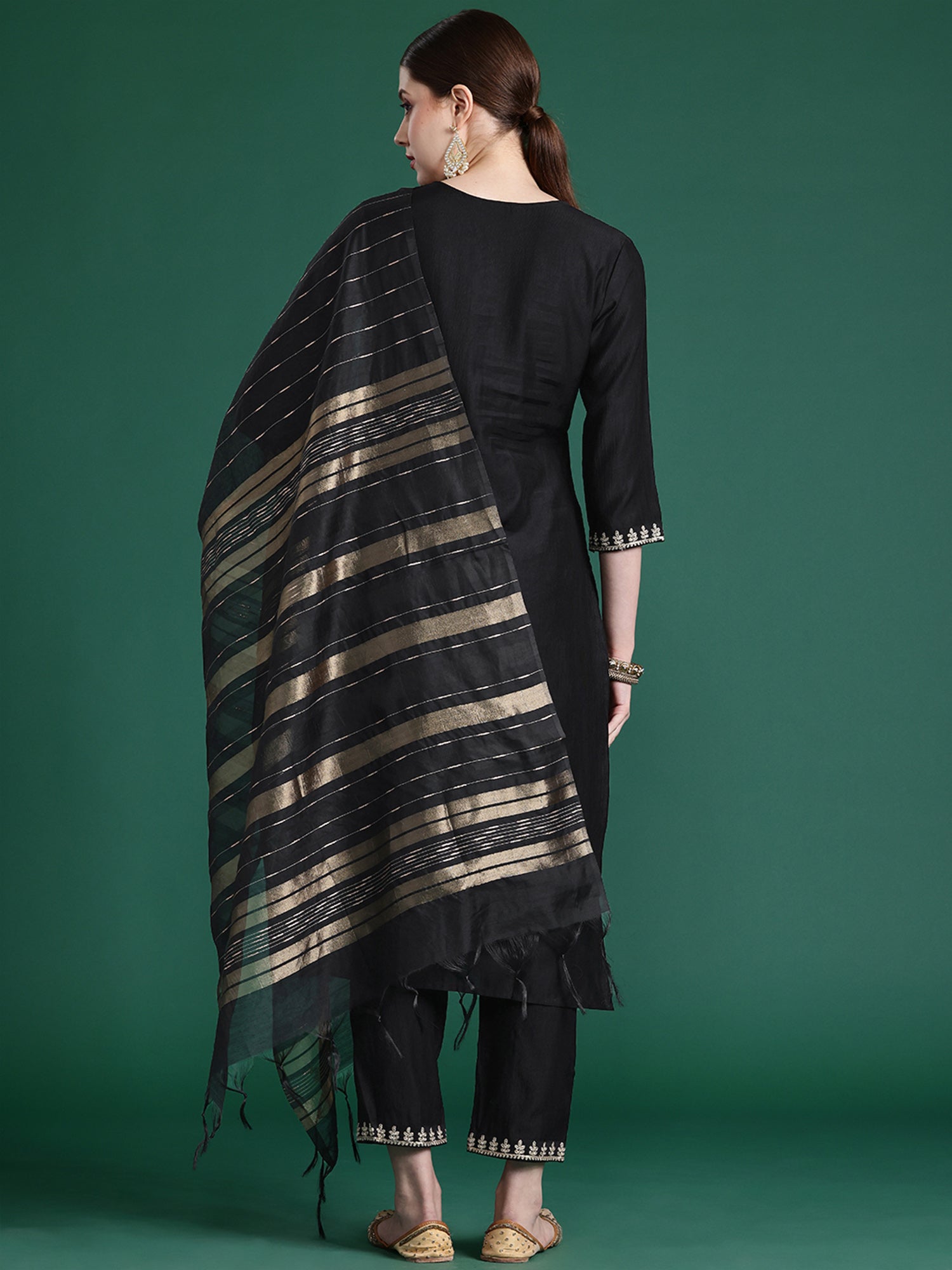 Women's Black Liva Kurta Set - Taantav