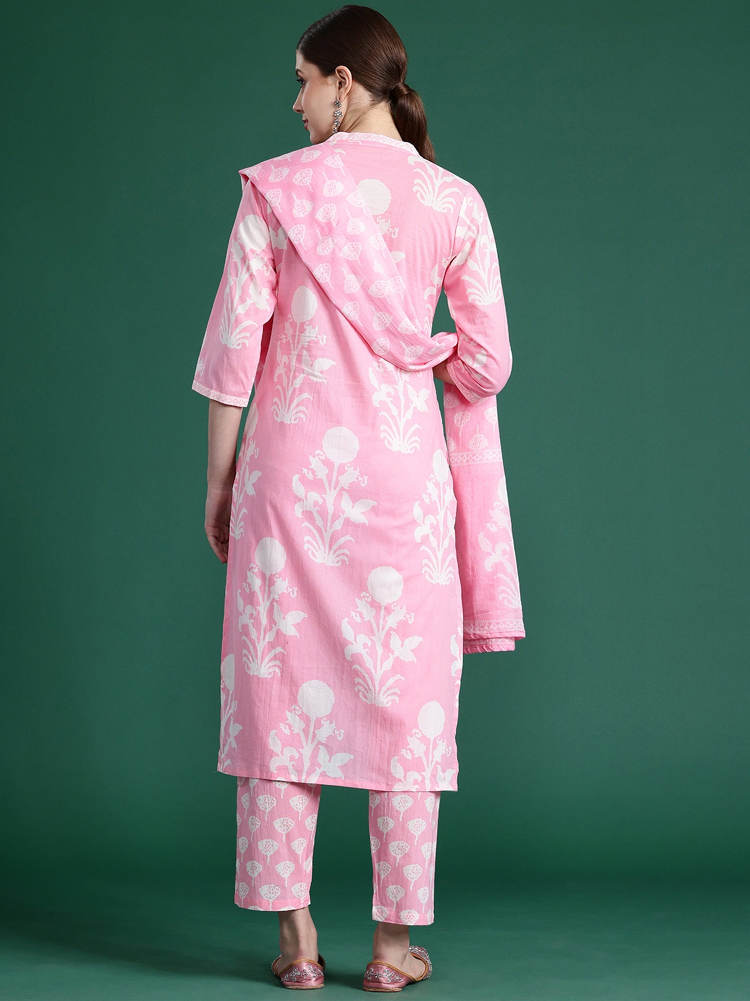 Women's Pink Pure Cotton Kurta Set - Taantav