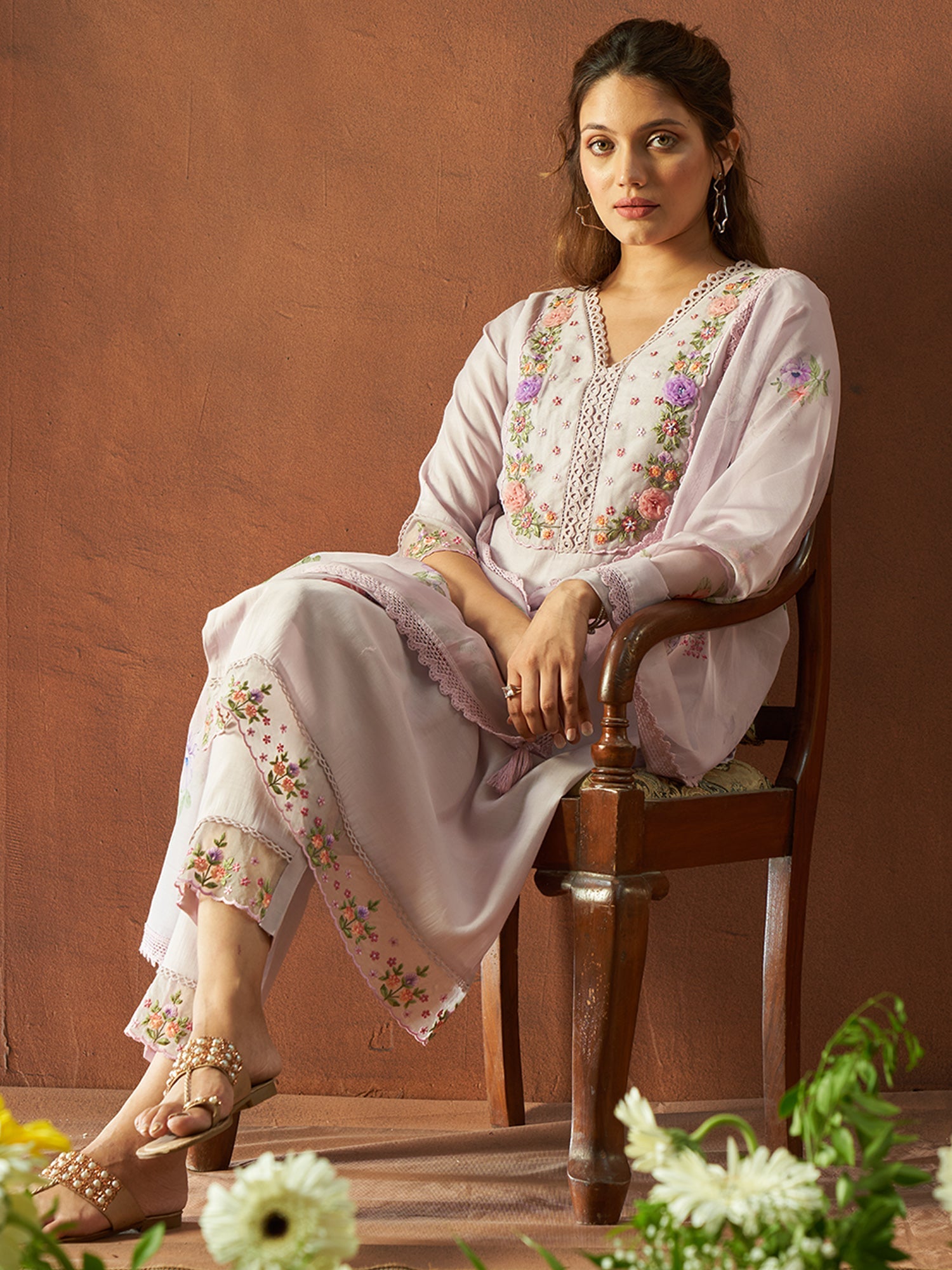 Women's Grey Silk Blend Kurta Set - Taantav