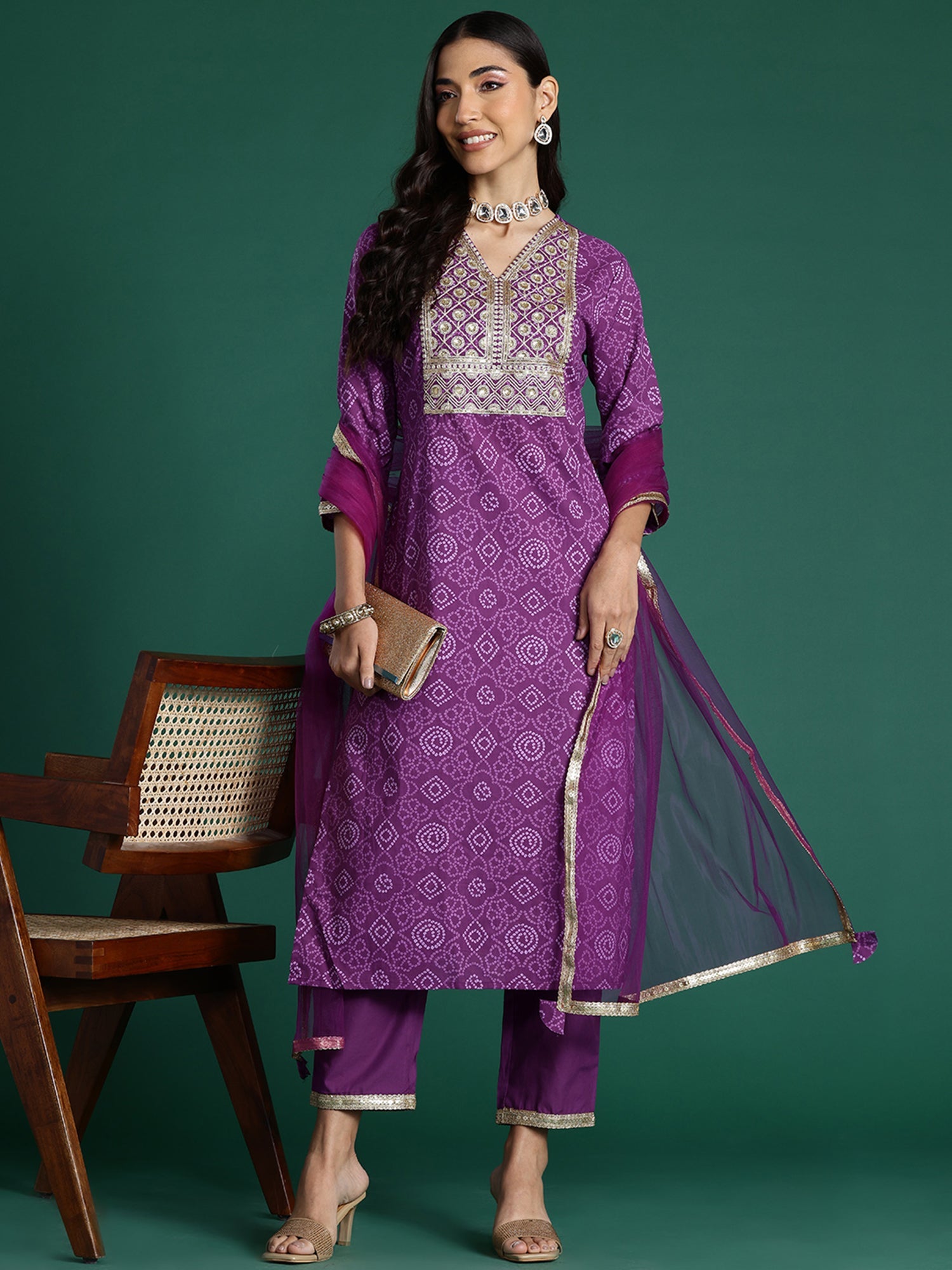 Women's Purple Pure Cotton Kurta Set - Taantav