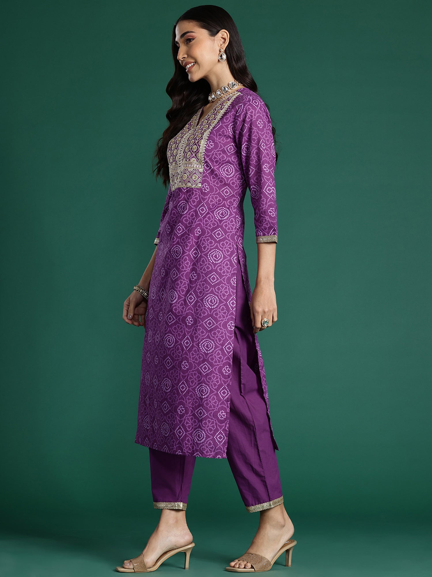 Women's Purple Pure Cotton Kurta Set - Taantav