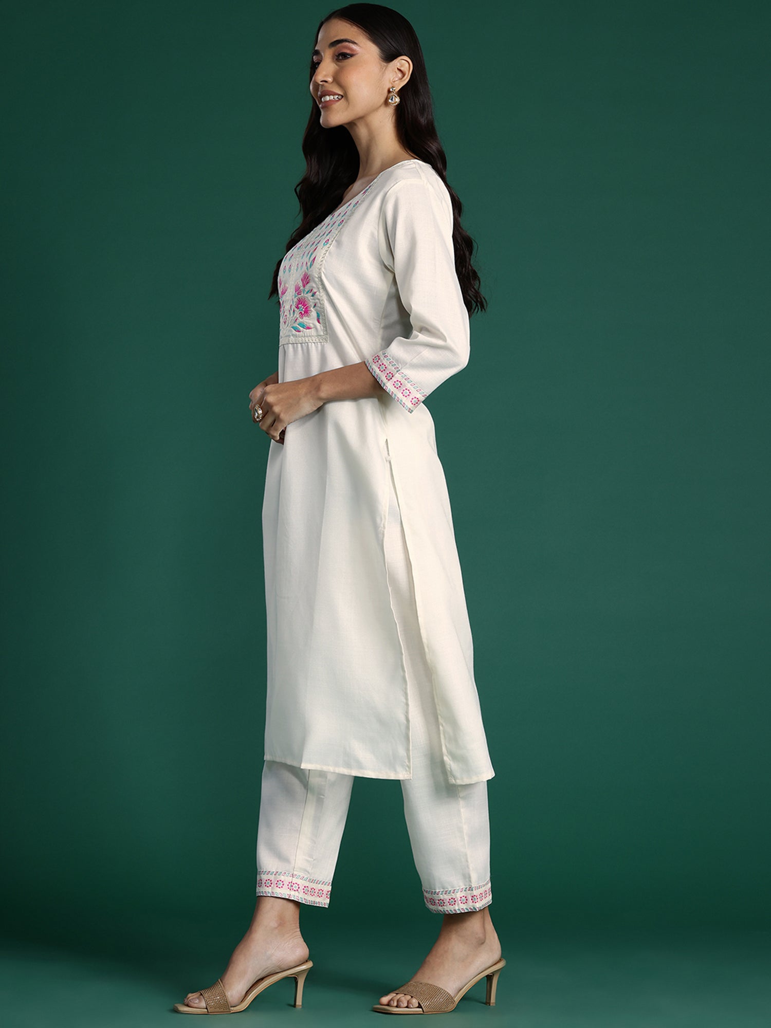 Women's White Pure Cotton Kurta Set - Taantav