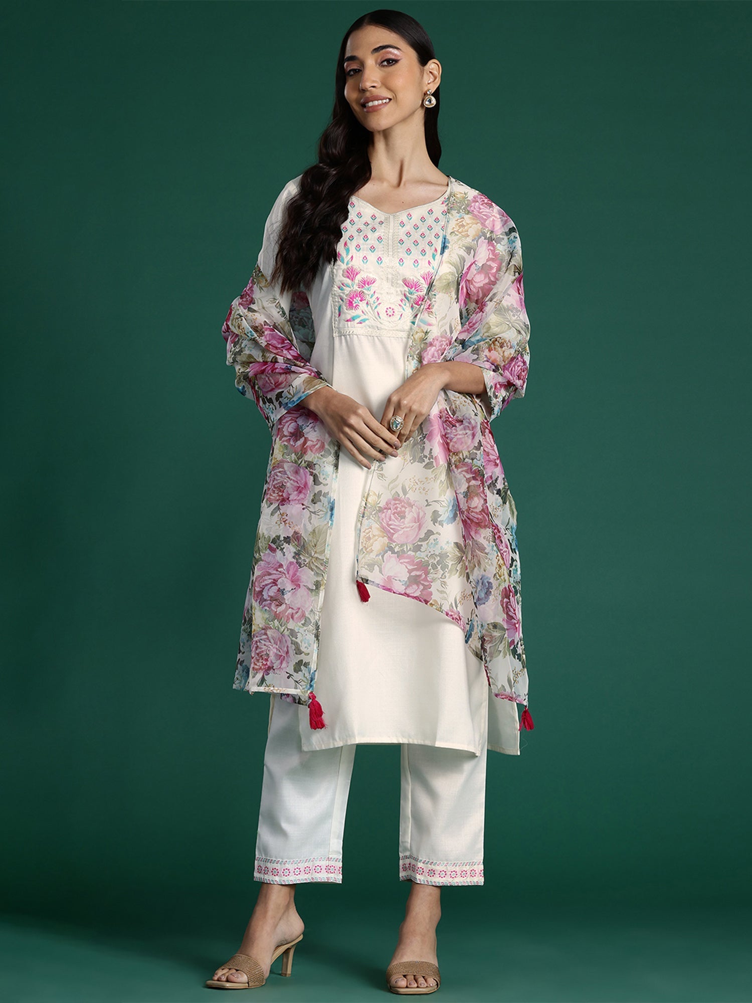 Women's White Pure Cotton Kurta Set - Taantav