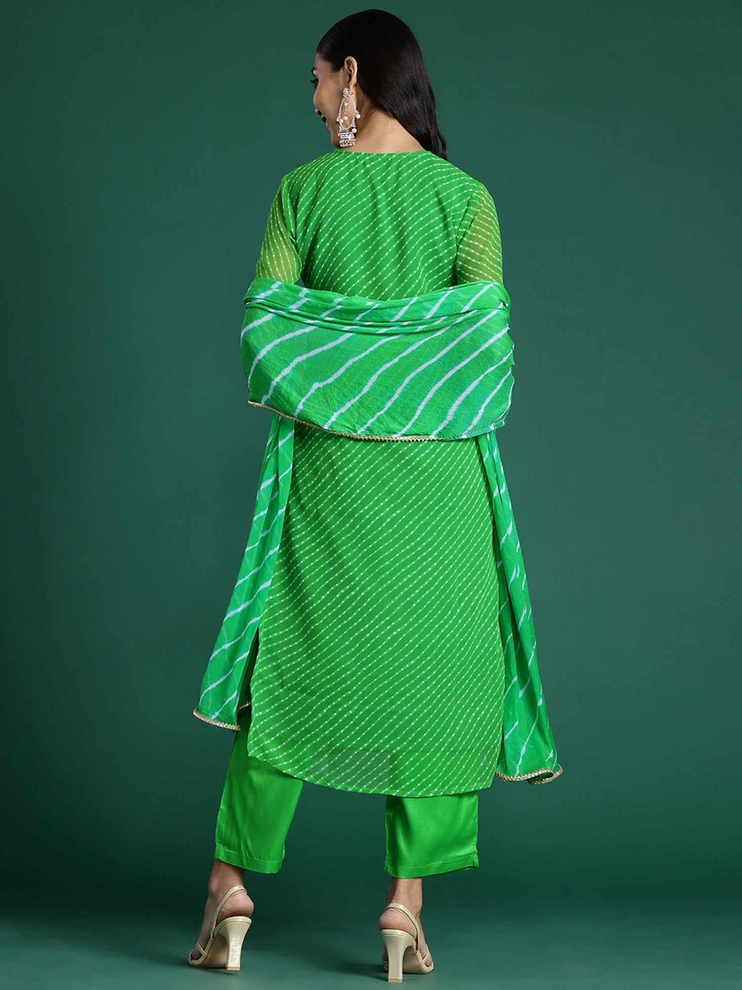 Women's Green Georgette Kurta Set - Taantav