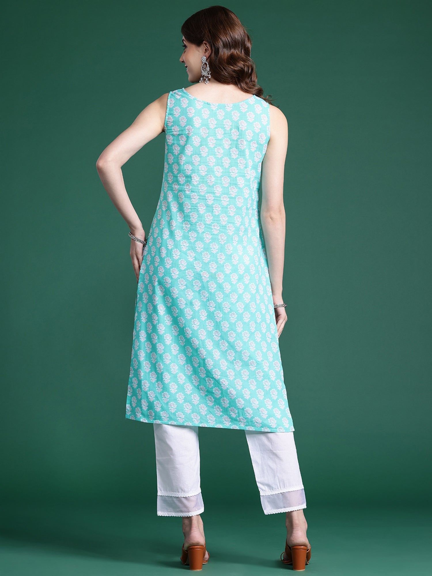 Women's Blue Cotton Kurta - Taantav