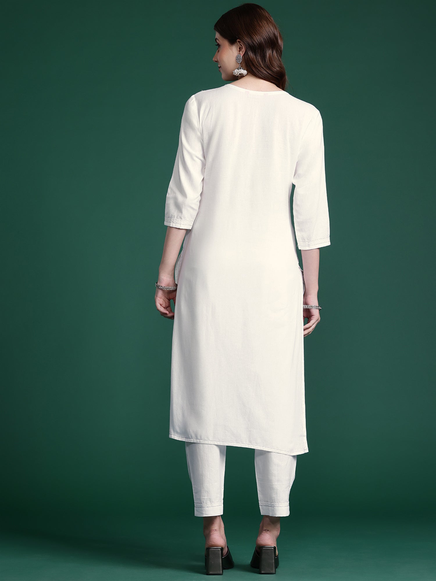 Women's White Pure Cotton Kurta Set - Taantav