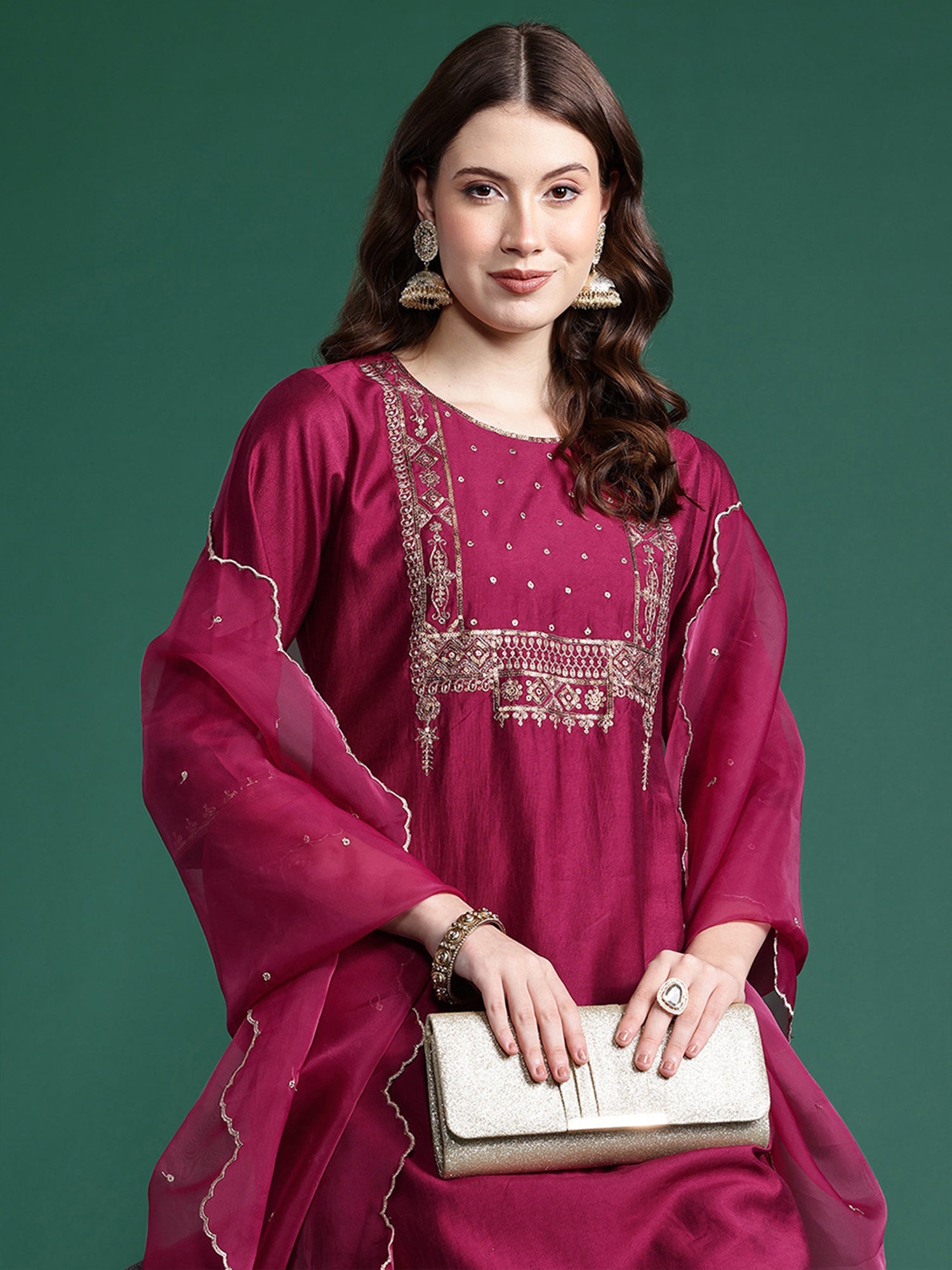 Women's Burgundy Liva Kurta Set - Taantav