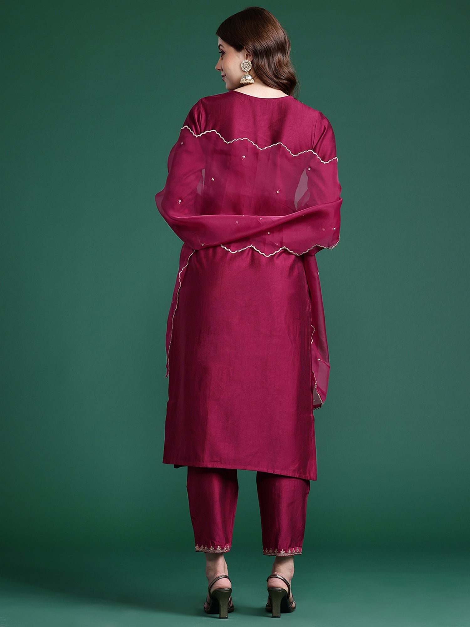 Women's Burgundy Liva Kurta Set - Taantav