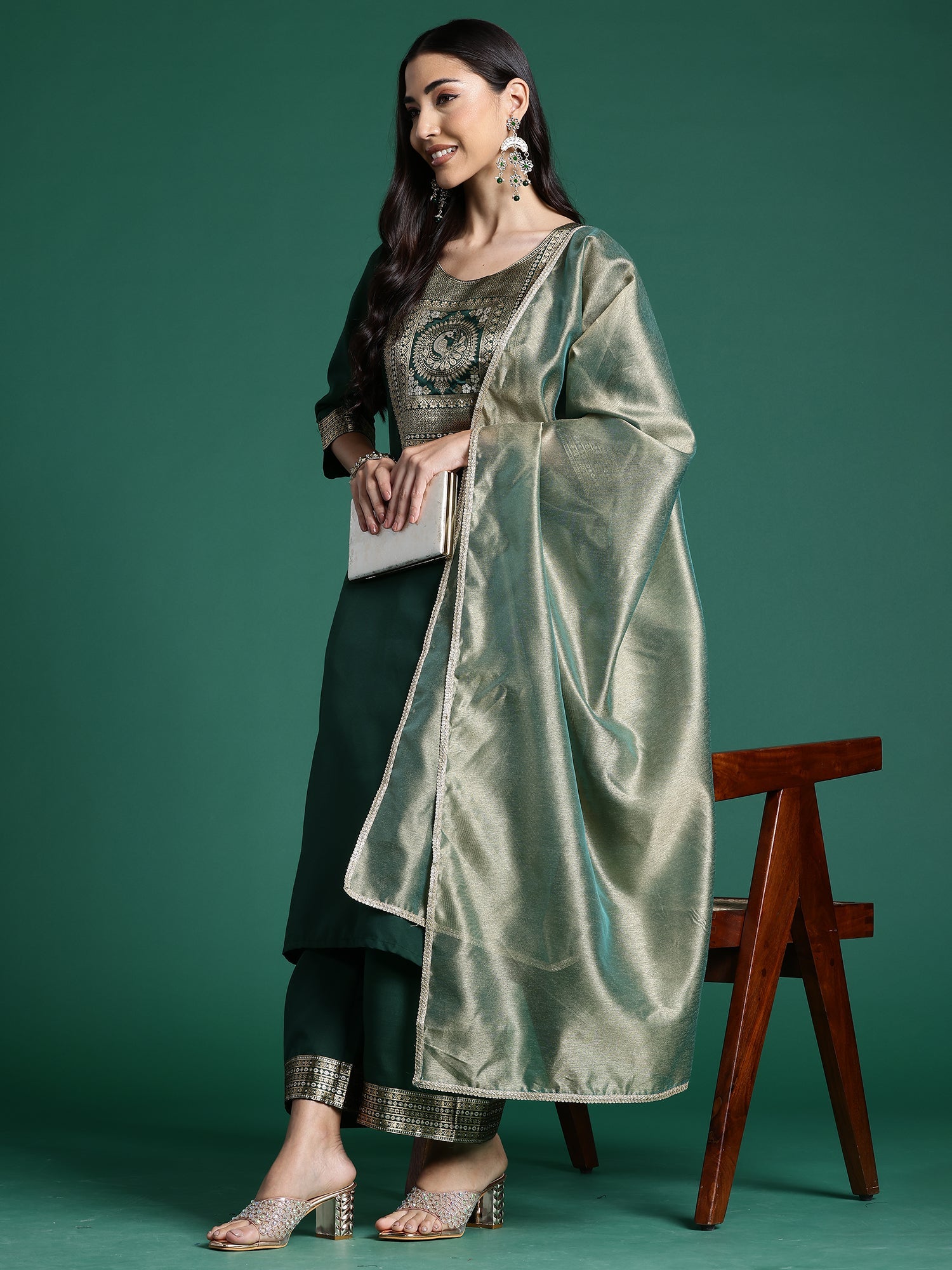 Women's Green Pure Cotton Kurta Set - Taantav