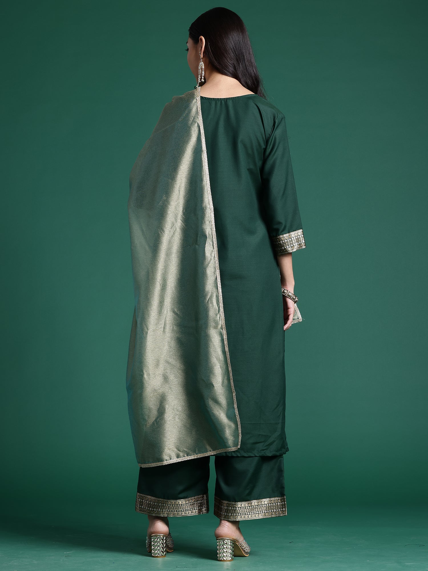 Women's Green Pure Cotton Kurta Set - Taantav