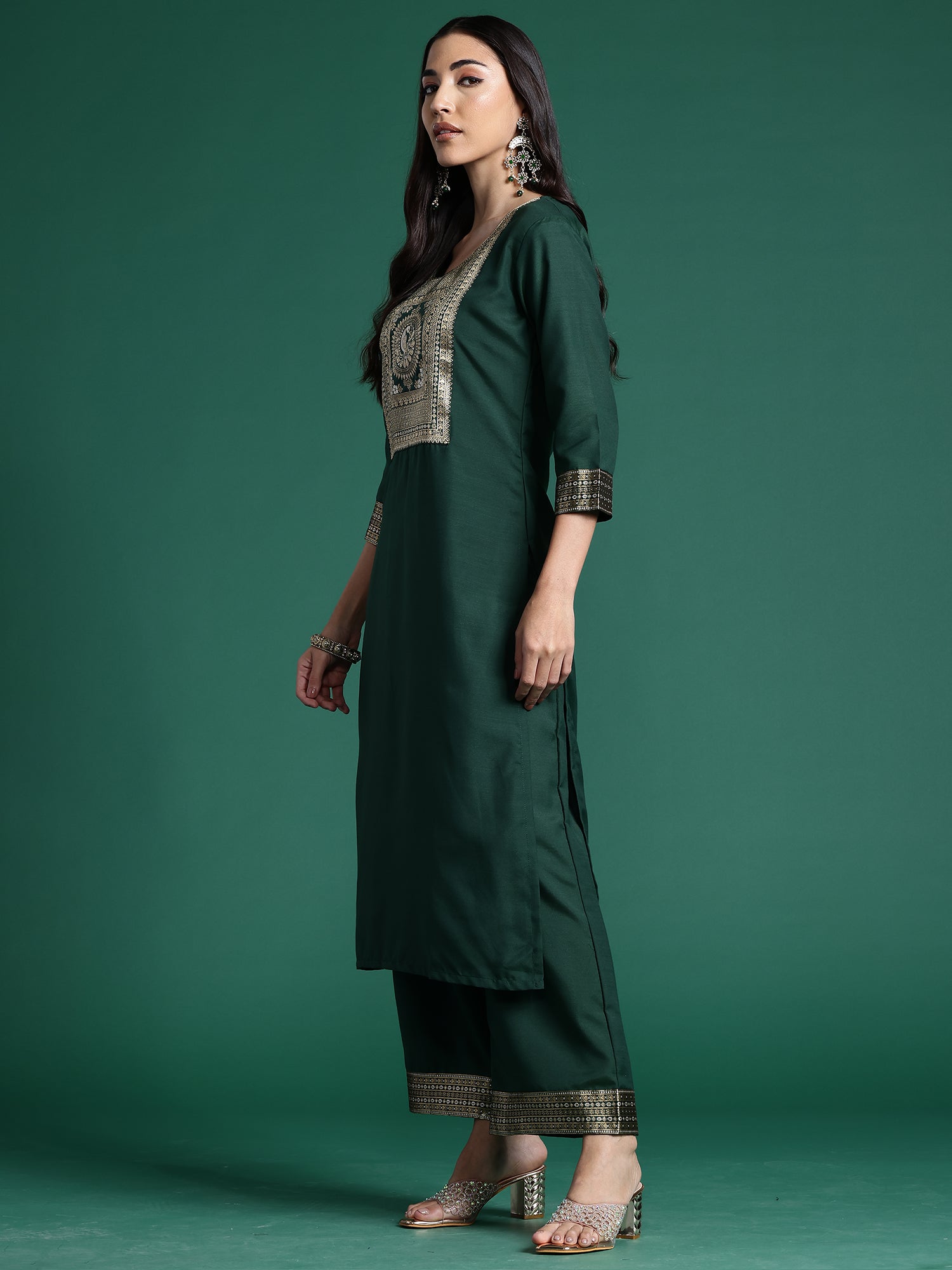 Women's Green Pure Cotton Kurta Set - Taantav