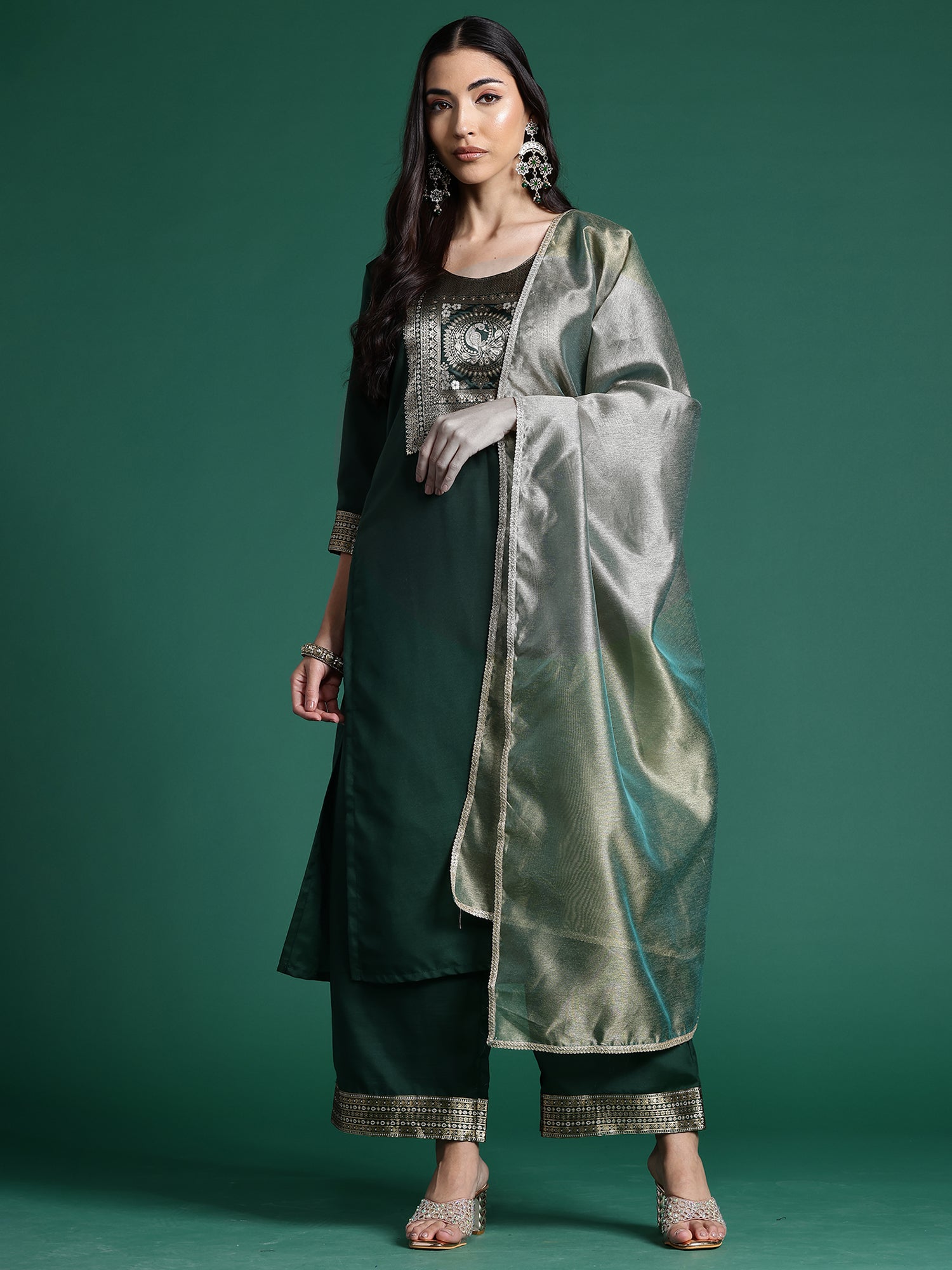 Women's Green Pure Cotton Kurta Set - Taantav