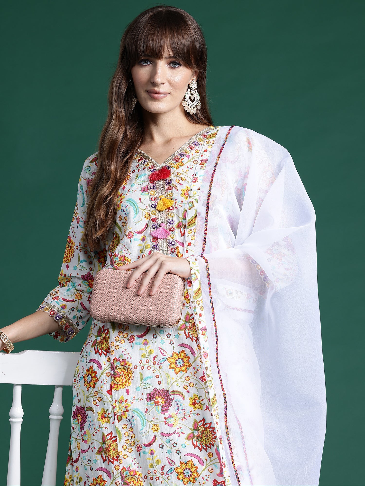 Women's Off White Pure Cotton Kurta Set - Taantav