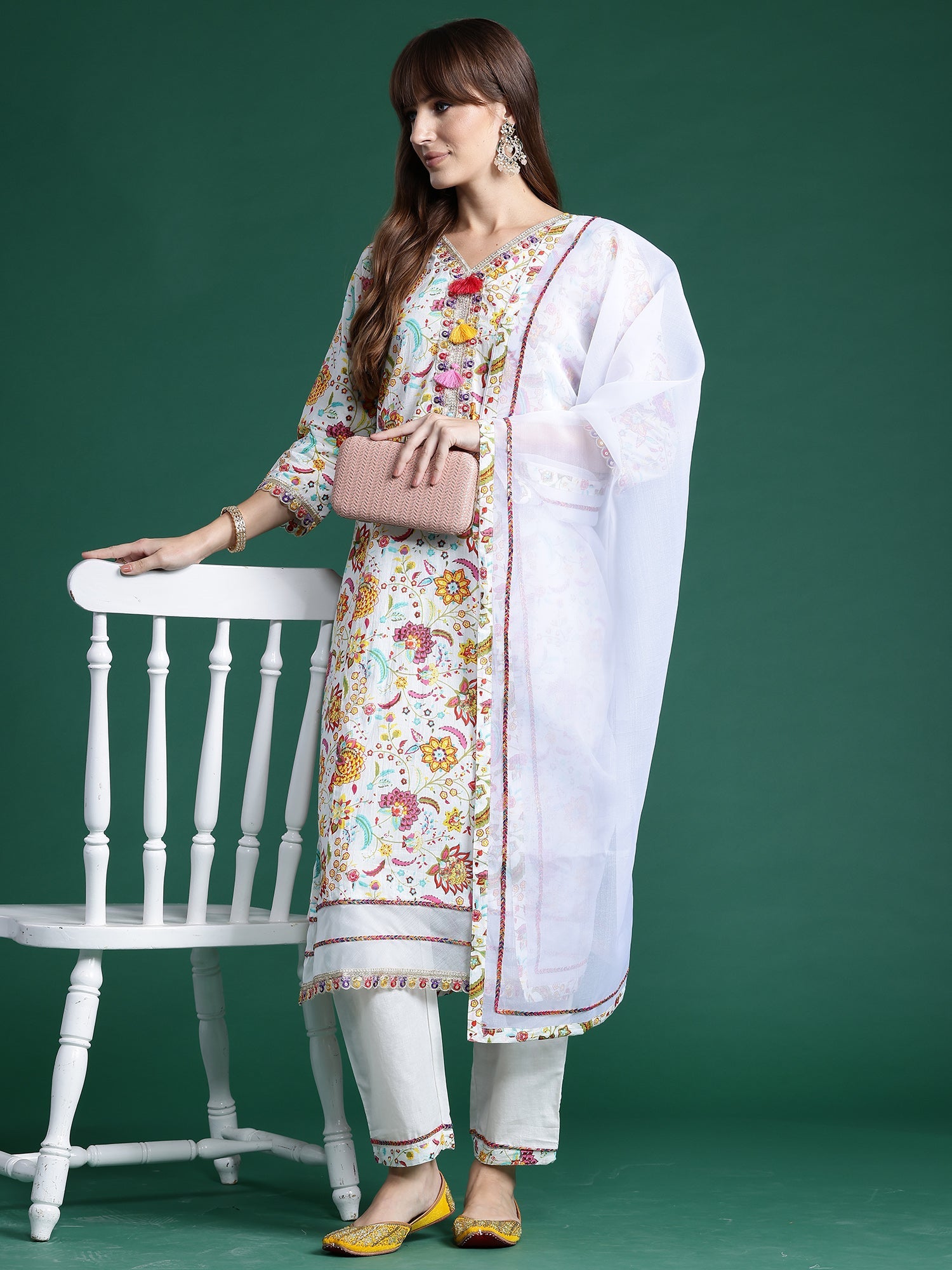 Women's Off White Pure Cotton Kurta Set - Taantav