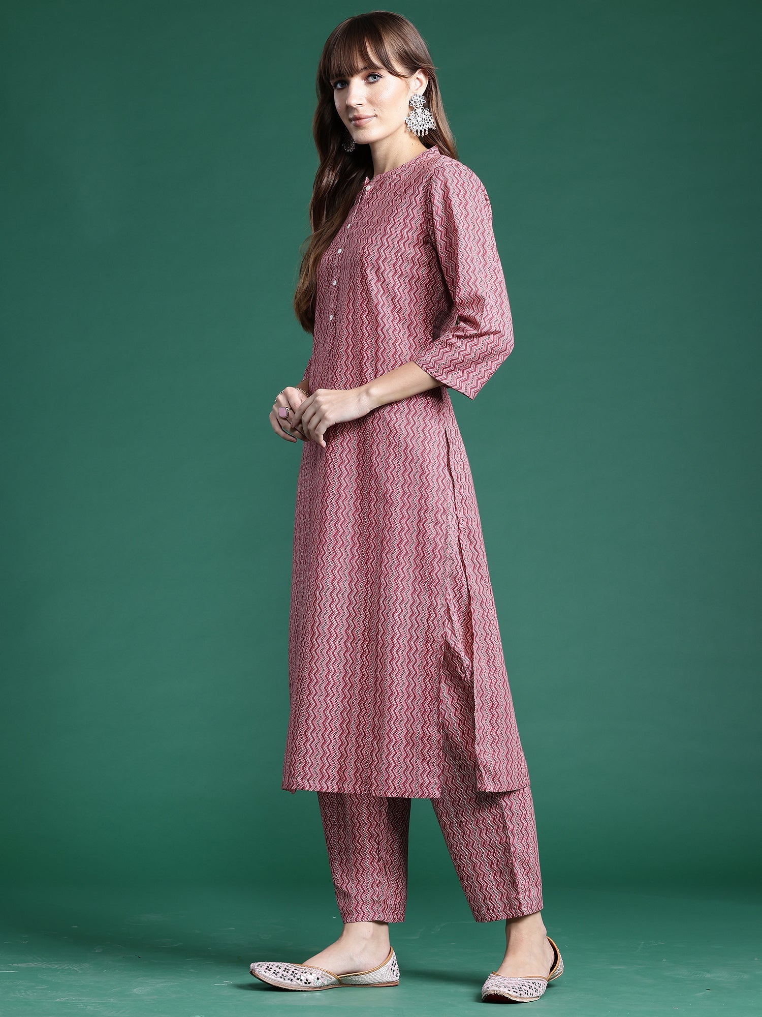 Women's Pink Pure Cotton Kurta Set - Taantav