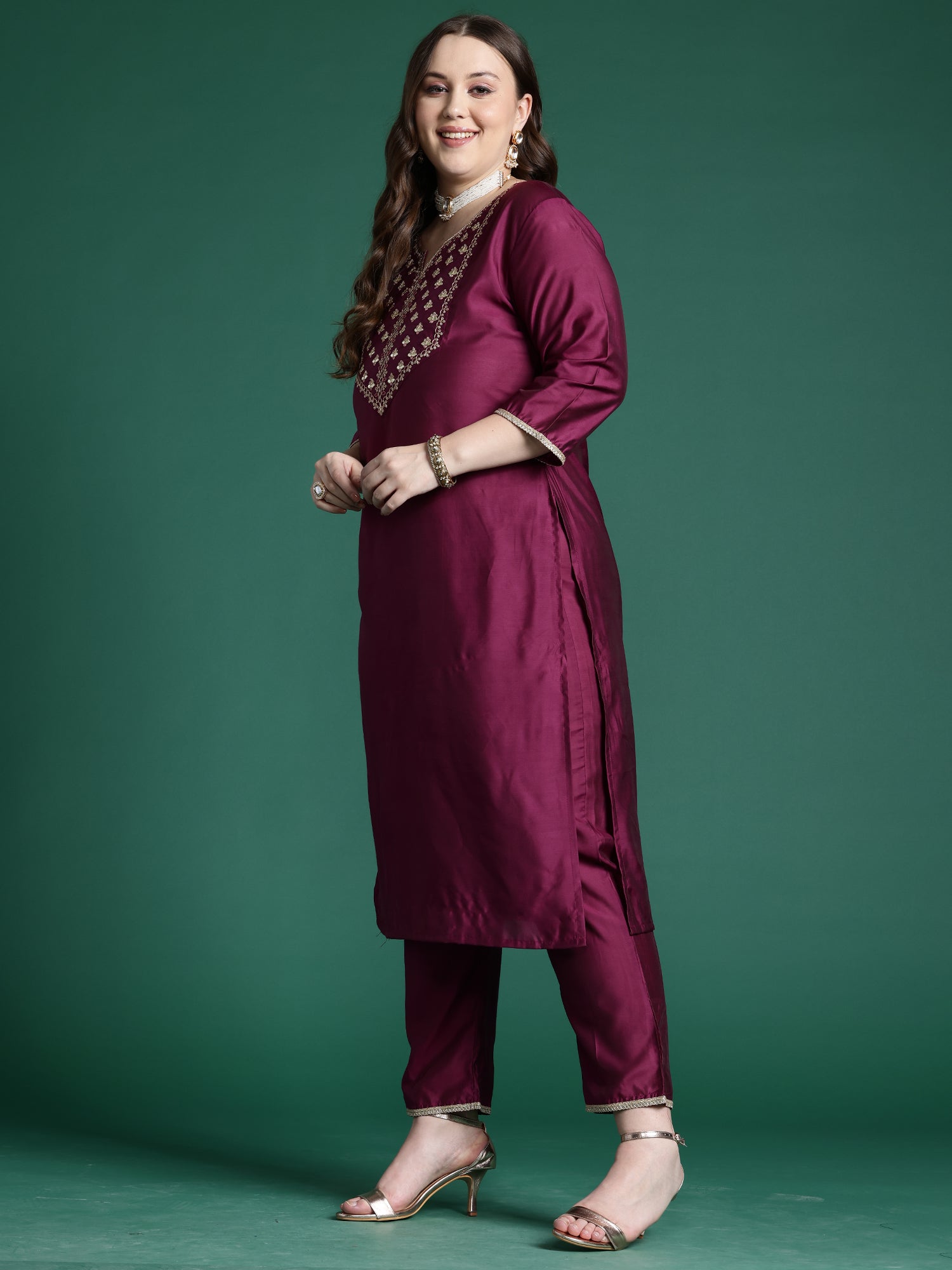 Women's Purple Liva Kurta Set - Taantav