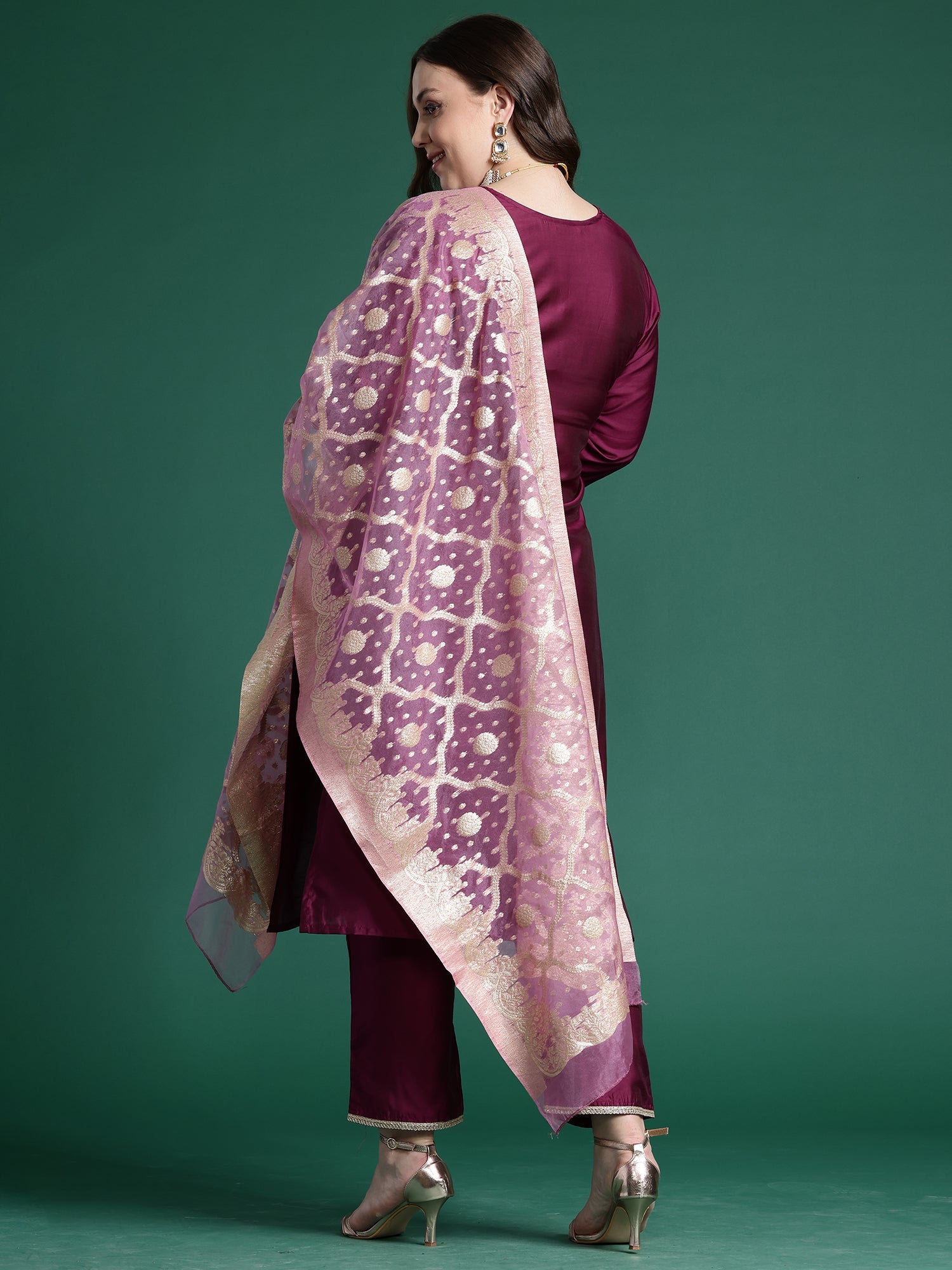 Women's Purple Liva Kurta Set - Taantav