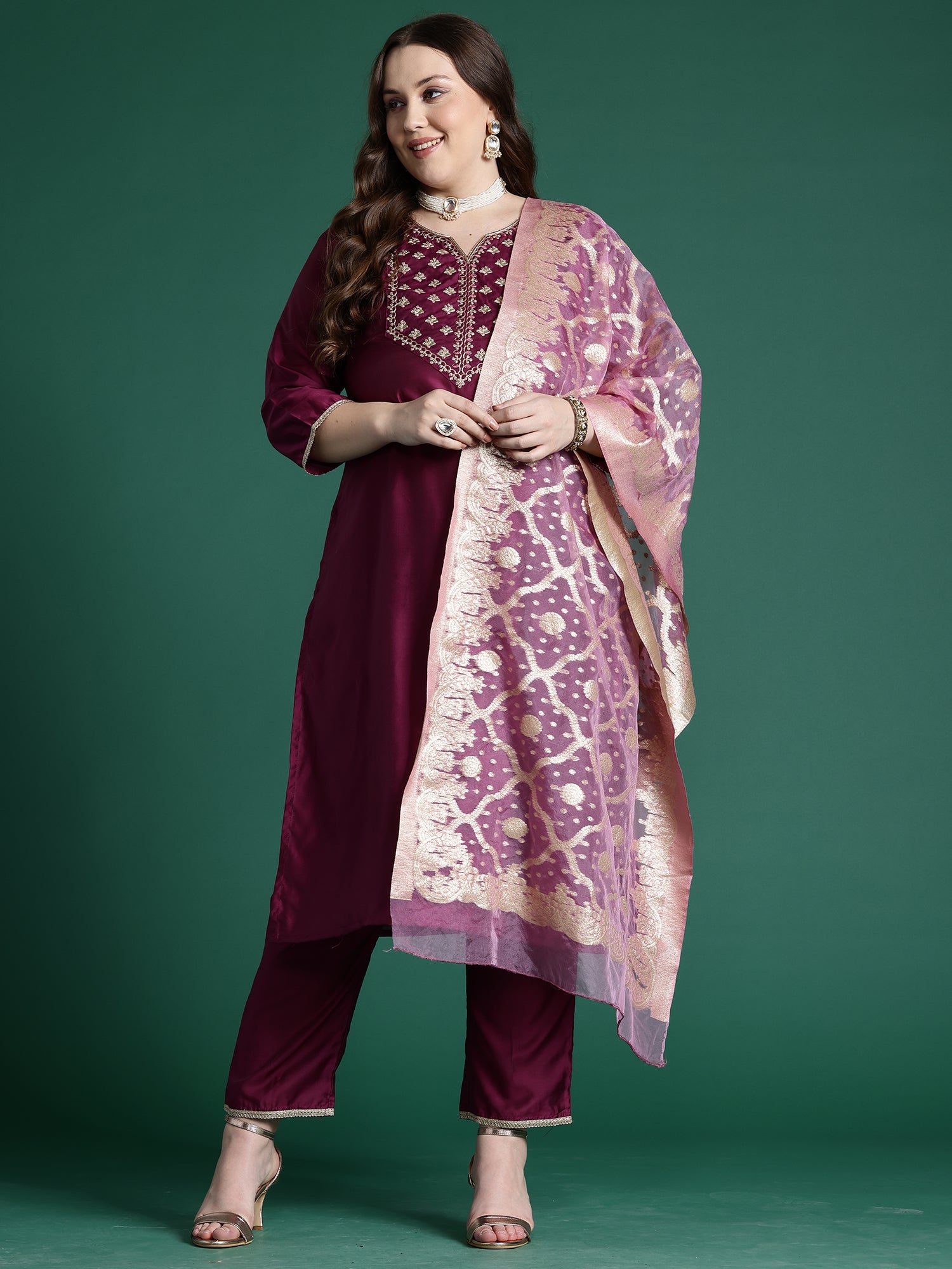 Women's Purple Liva Kurta Set - Taantav