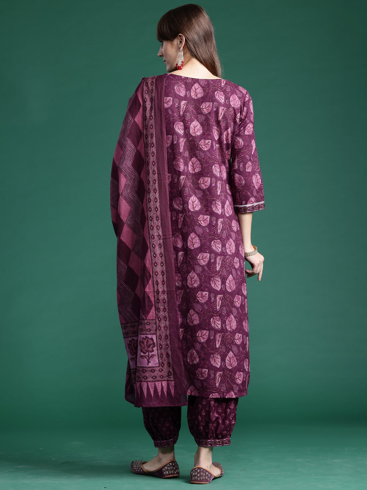 Women's Burgundy Pure Cotton Kurta Set - Taantav