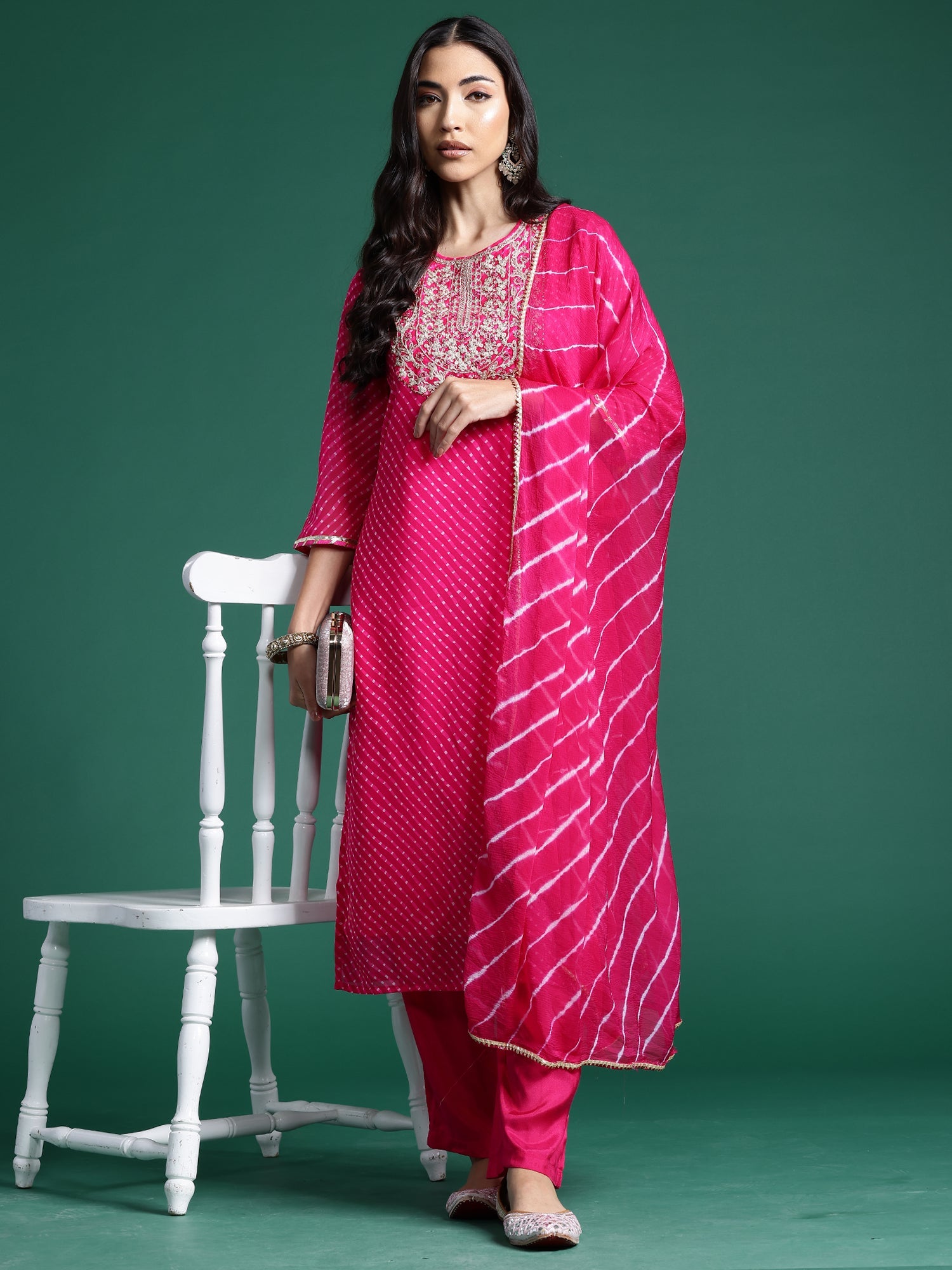 Women's Pink Georgette Kurta Set - Taantav