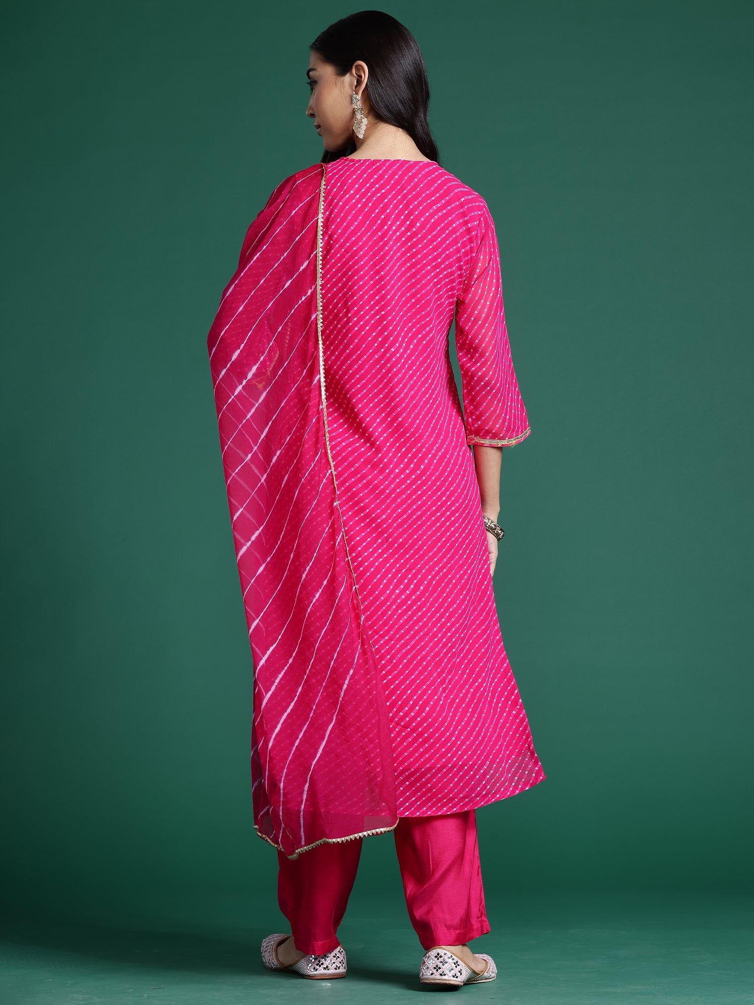 Women's Pink Georgette Kurta Set - Taantav