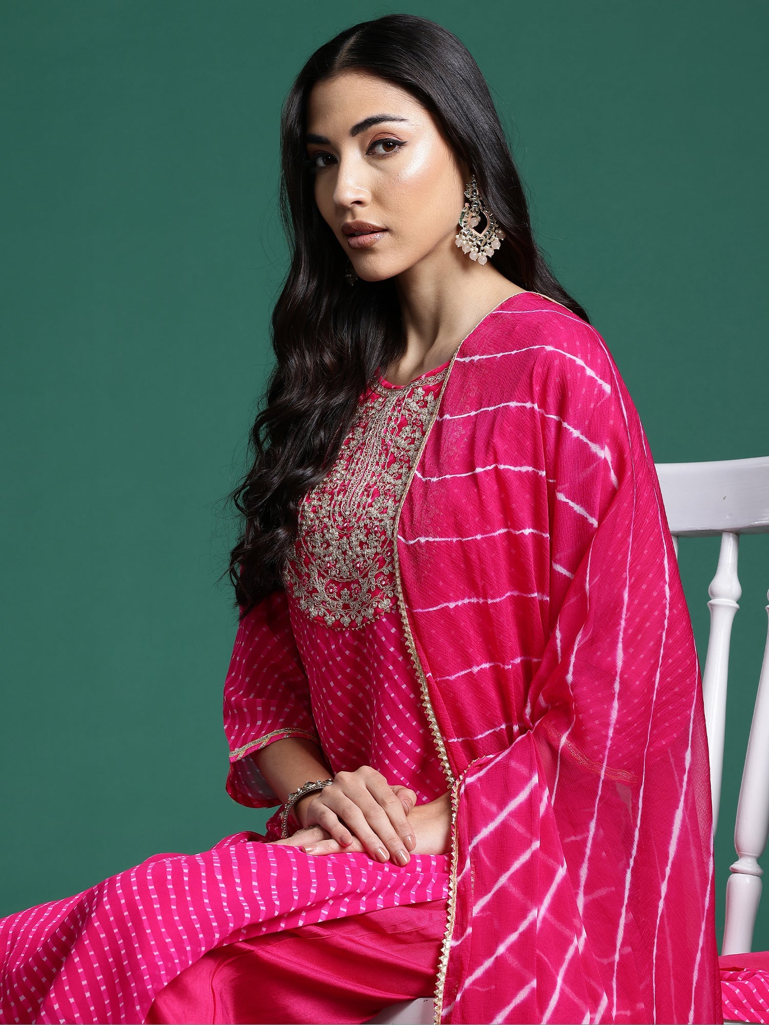 Women's Pink Georgette Kurta Set - Taantav