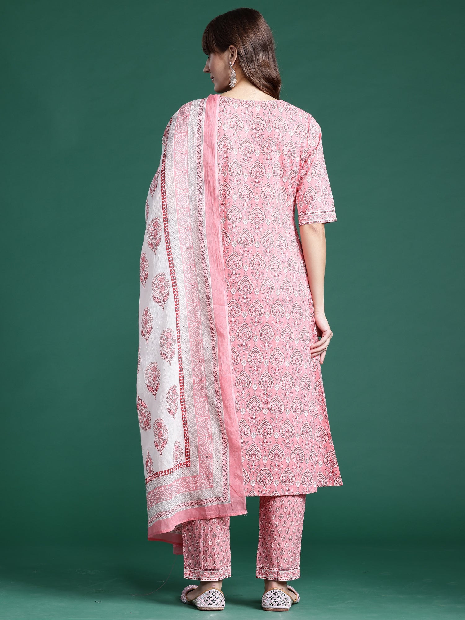 Women's Pink Pure Cotton Kurta Set - Taantav