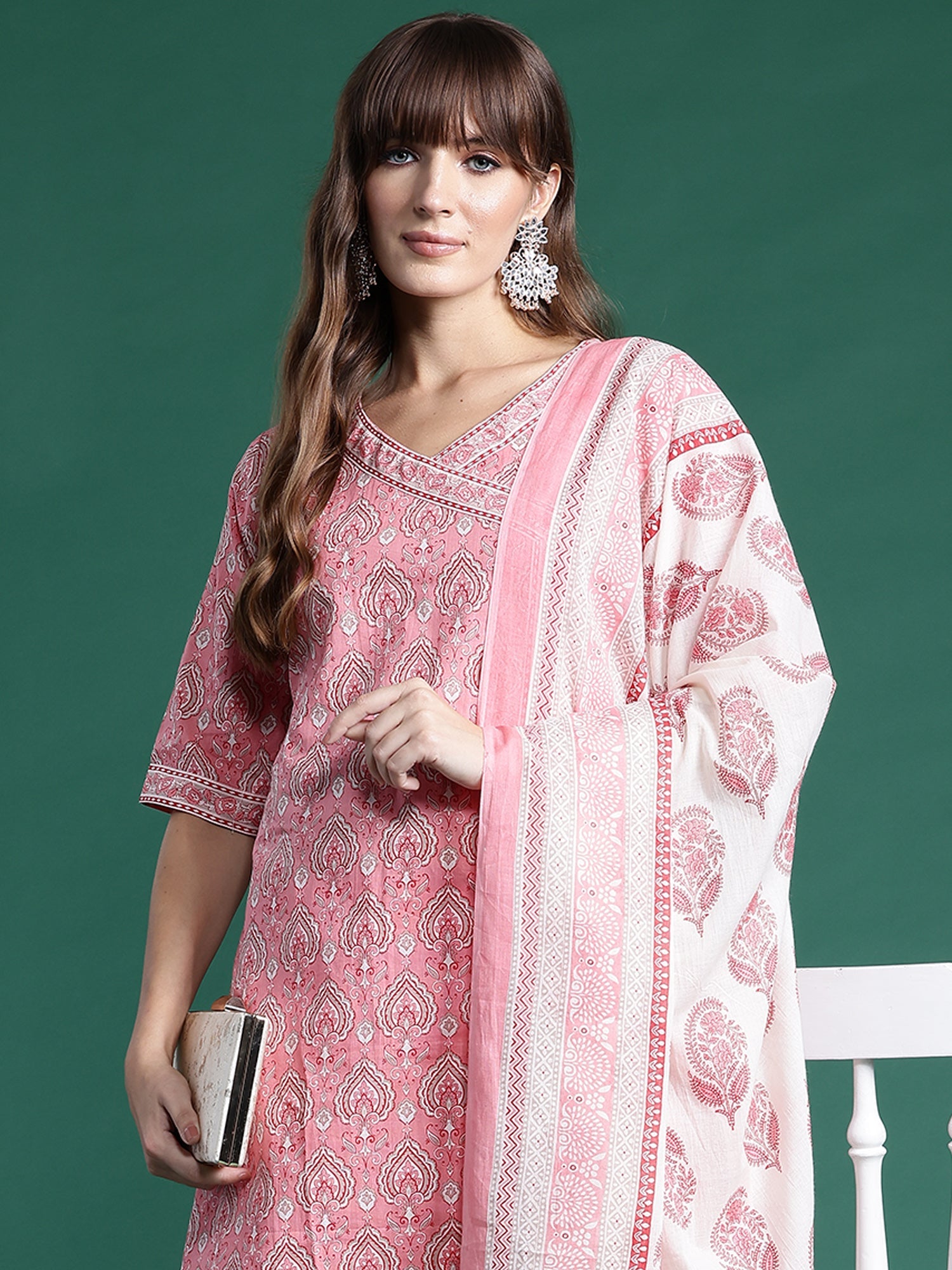 Women's Pink Pure Cotton Kurta Set - Taantav