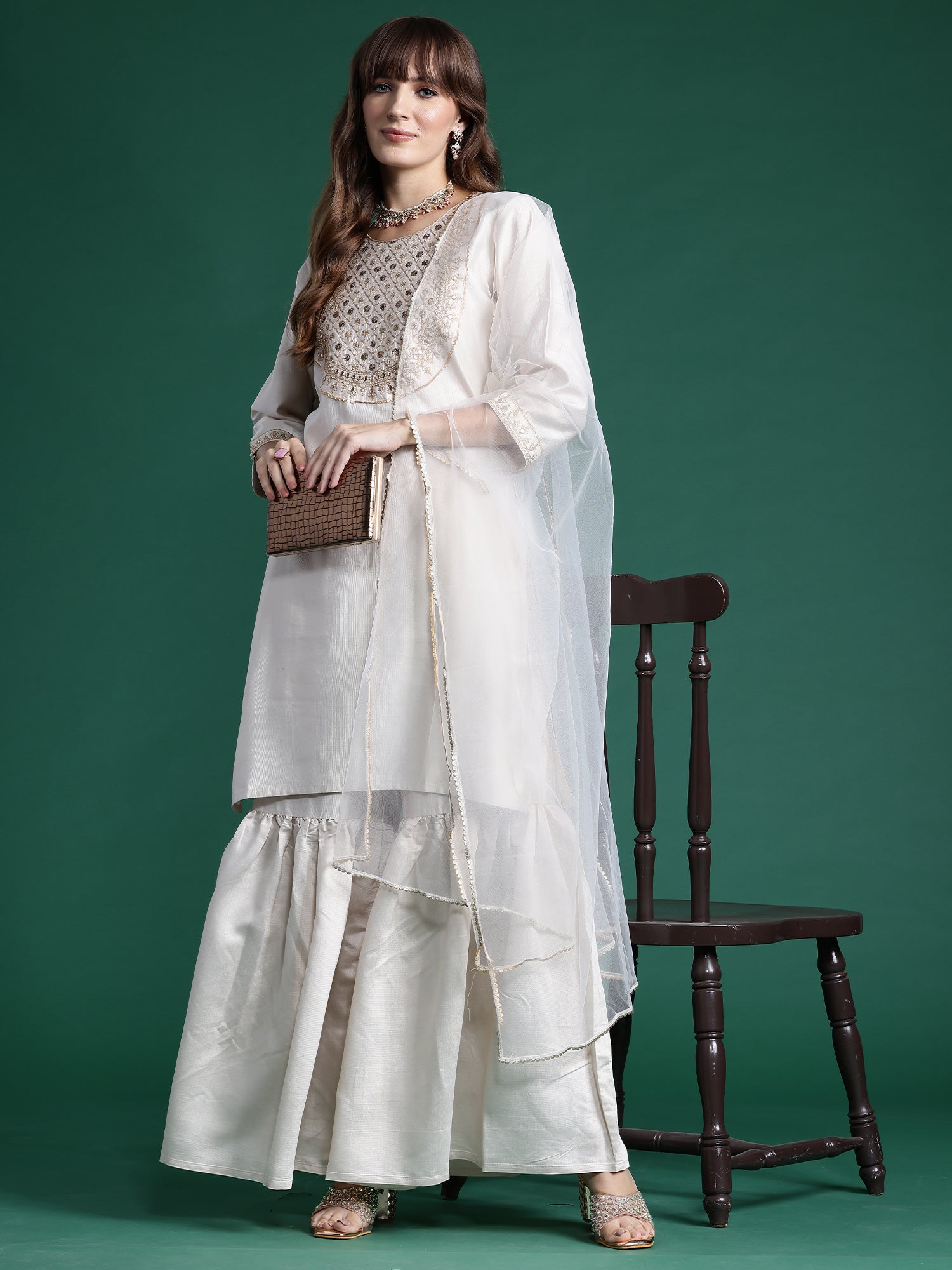 Women's Off White Liva Kurta Set - Taantav