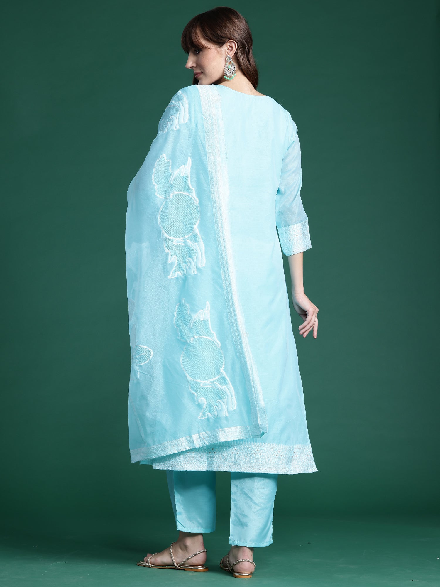 Women's Blue Silk Blend Kurta Set - Taantav