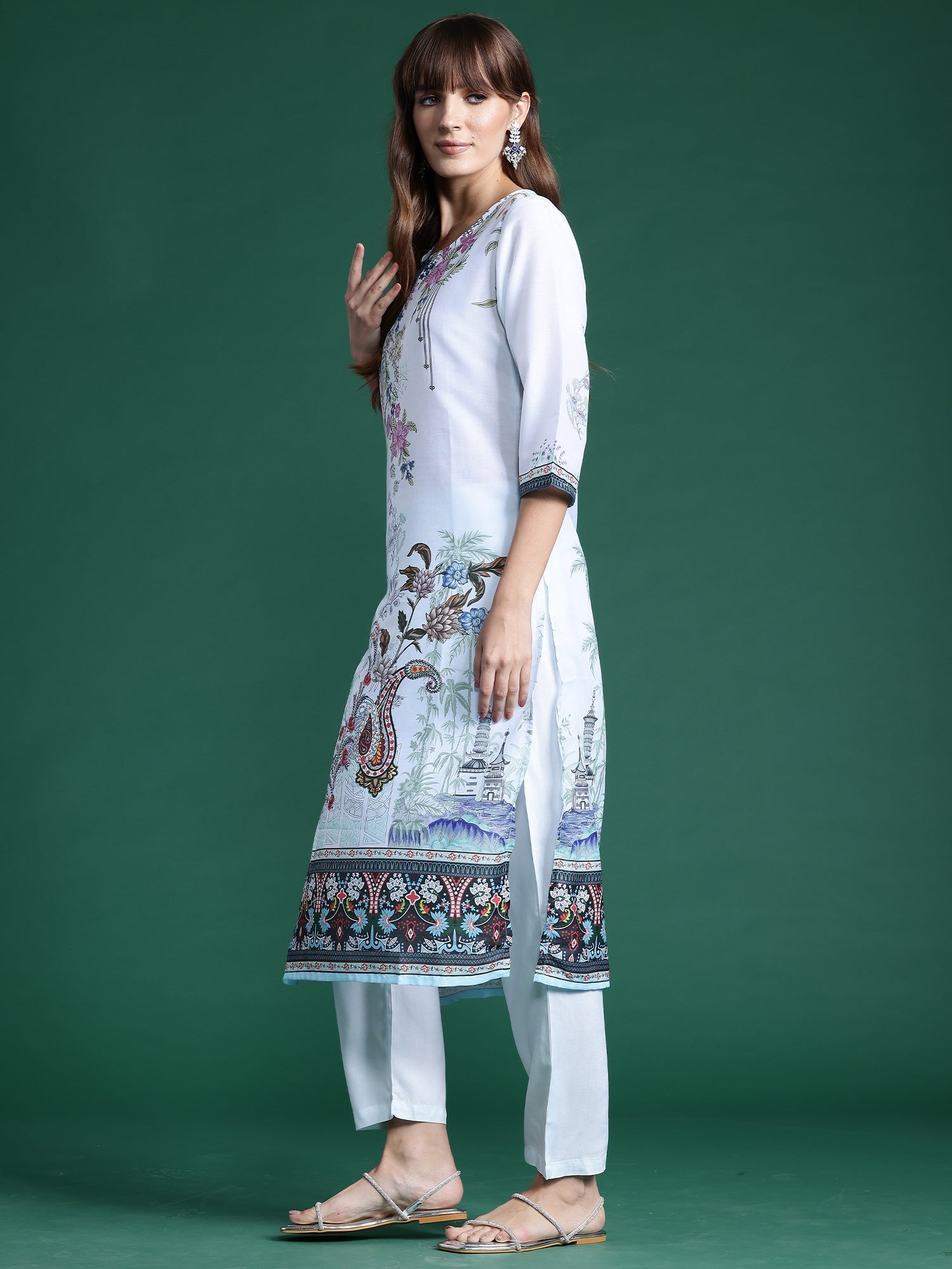 Women's Blue Silk Blend Kurta Set - Taantav