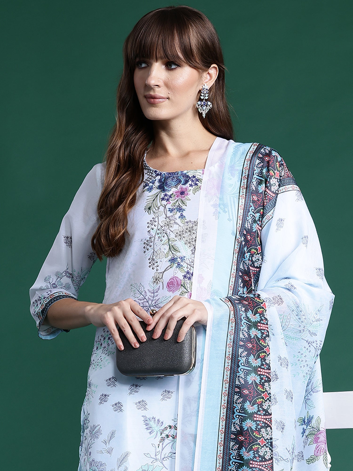 Women's Blue Silk Blend Kurta Set - Taantav