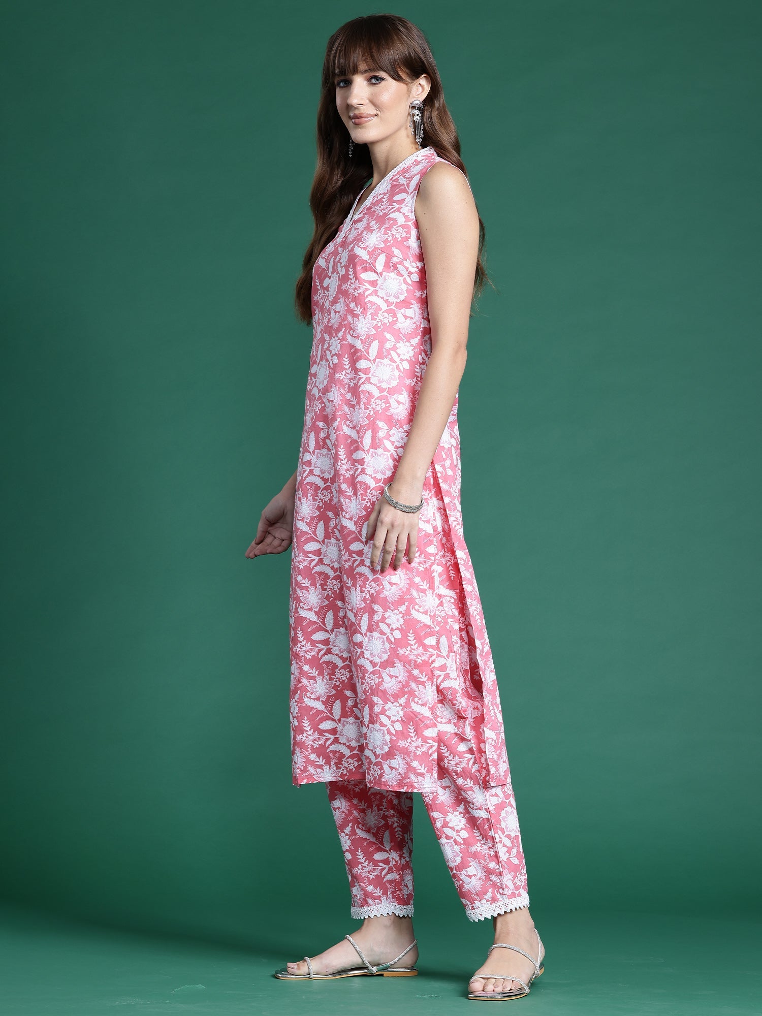 Women's Pink Pure Cotton Kurta Set - Taantav