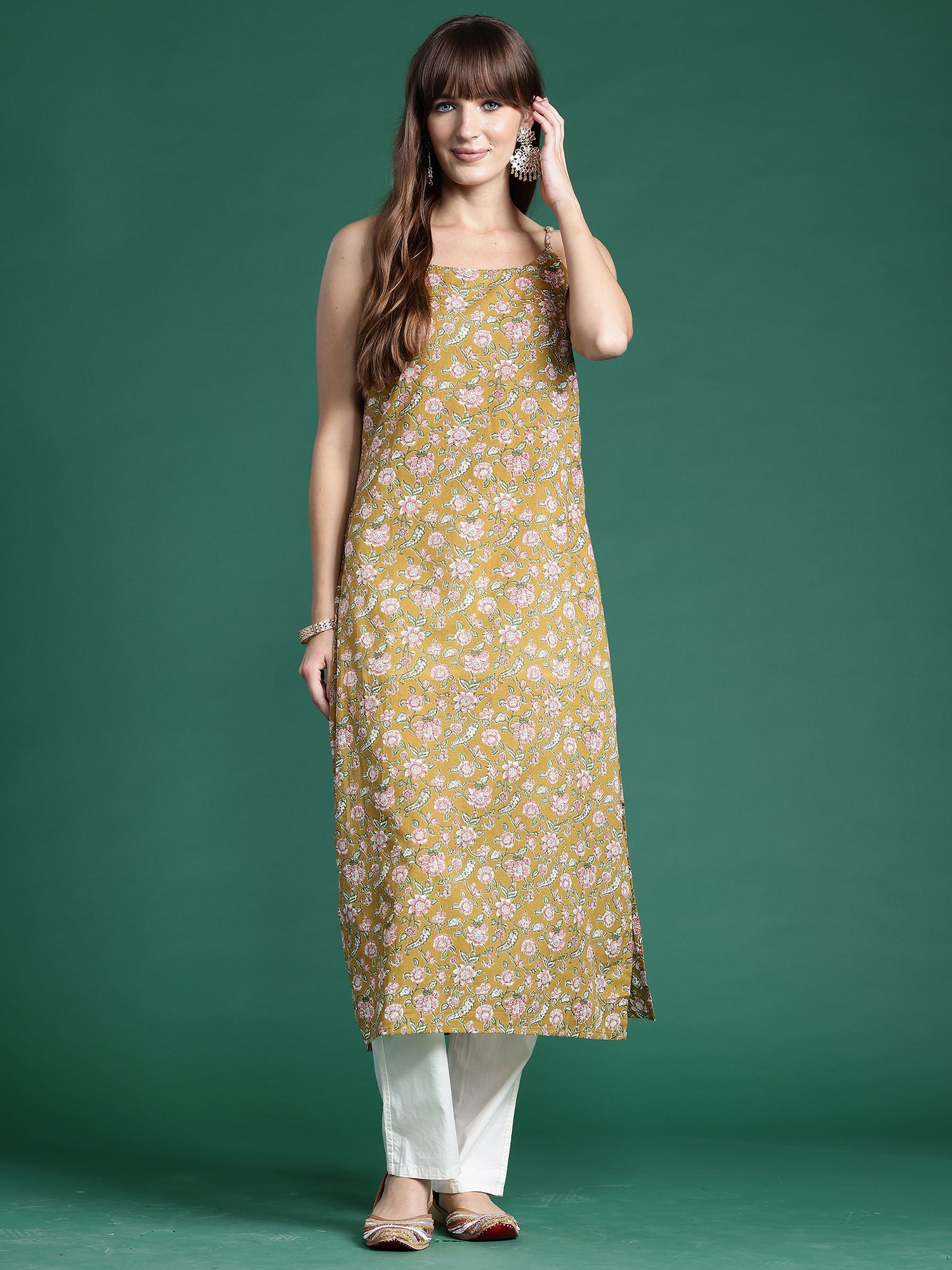 Women's Mustard Cotton Kurta - Taantav