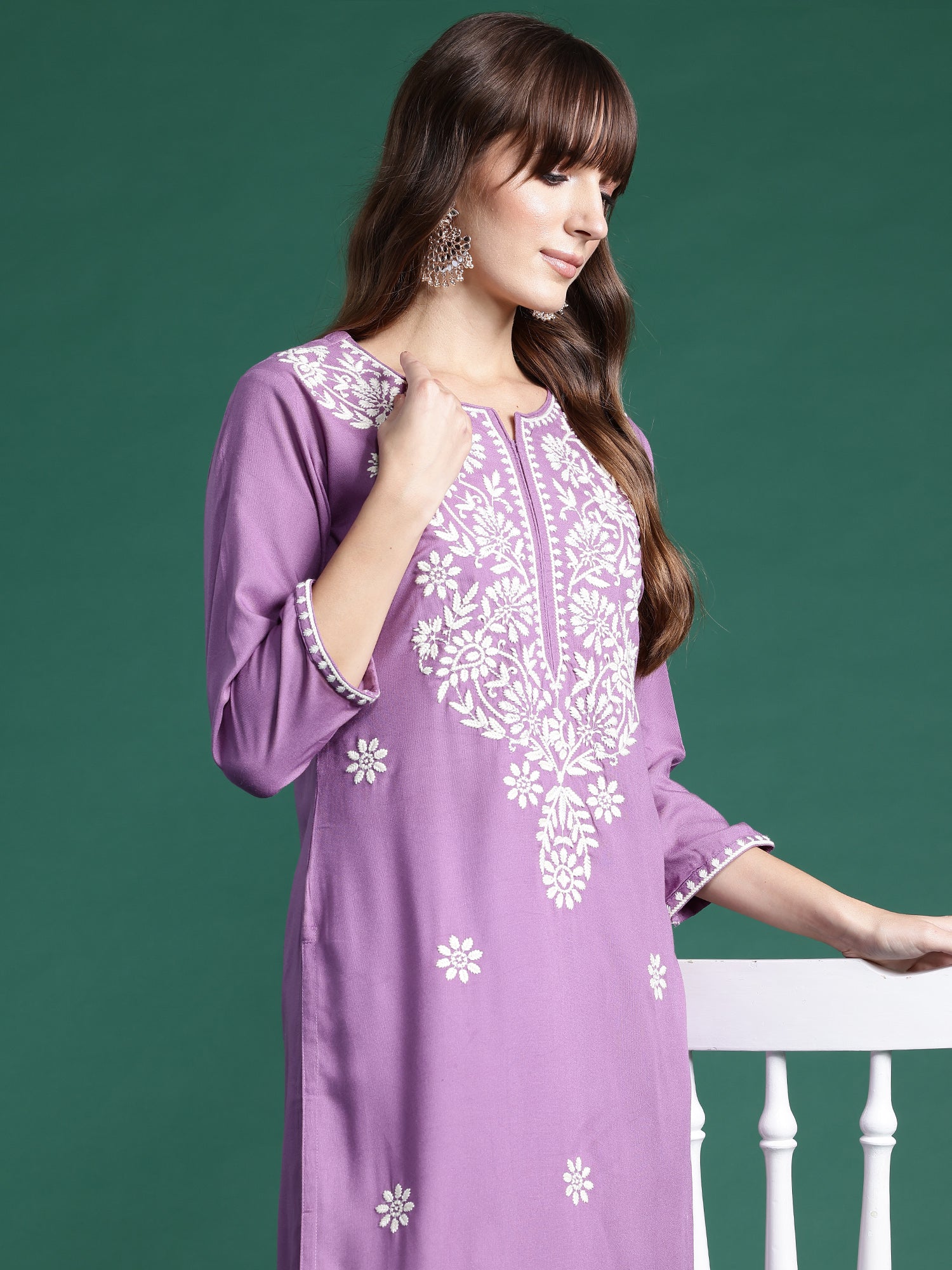 Women's Lavender Viscose Rayon Kurta - Taantav