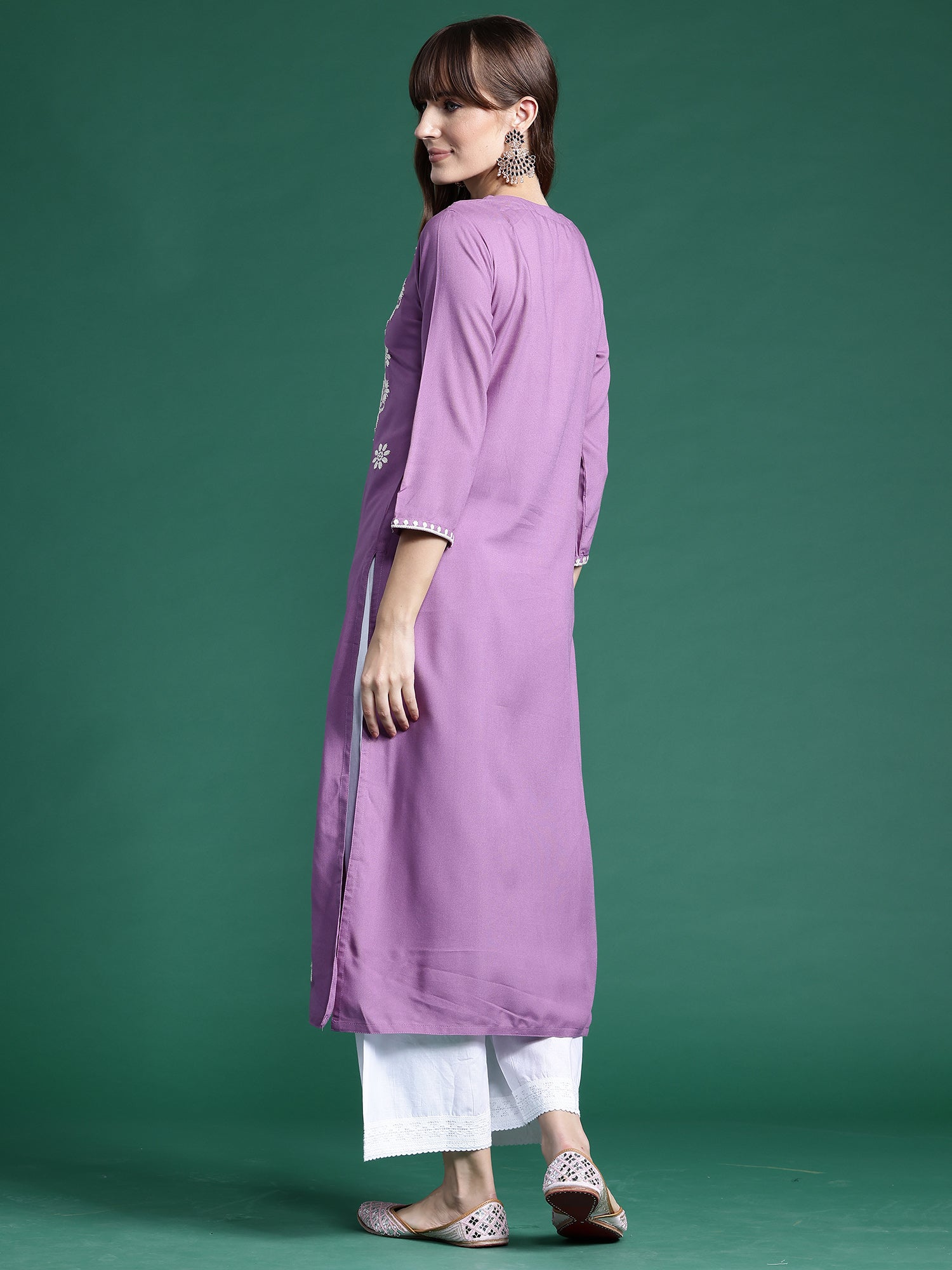 Women's Lavender Viscose Rayon Kurta - Taantav