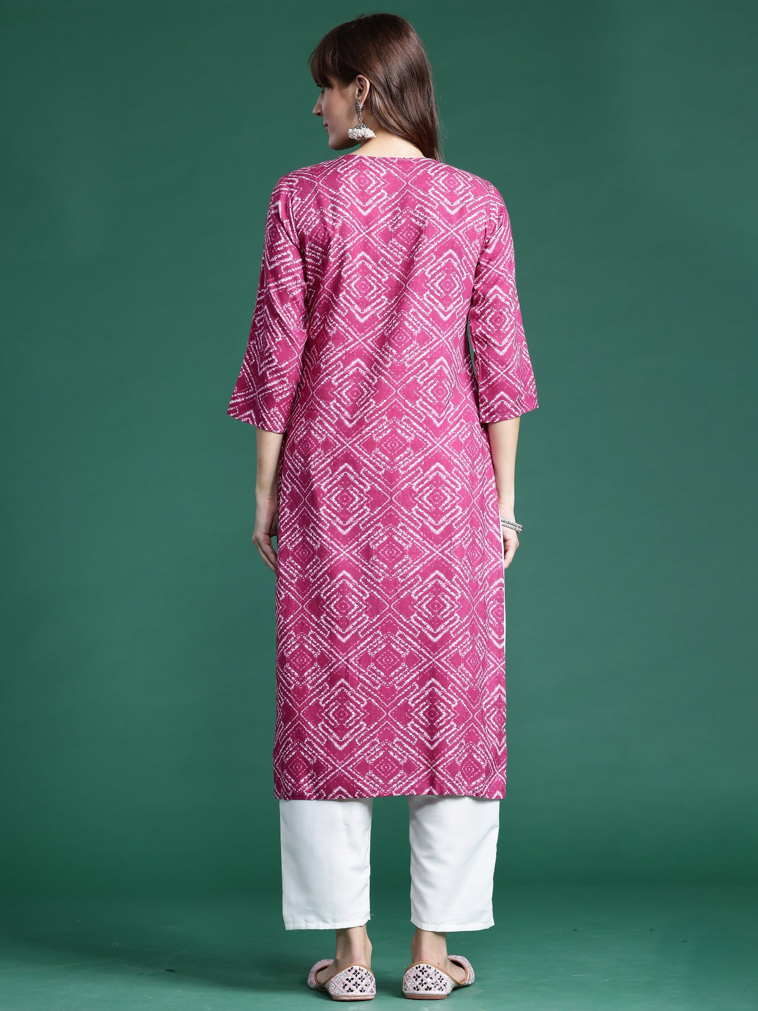 Women's Pink Viscose Rayon Kurta - Taantav