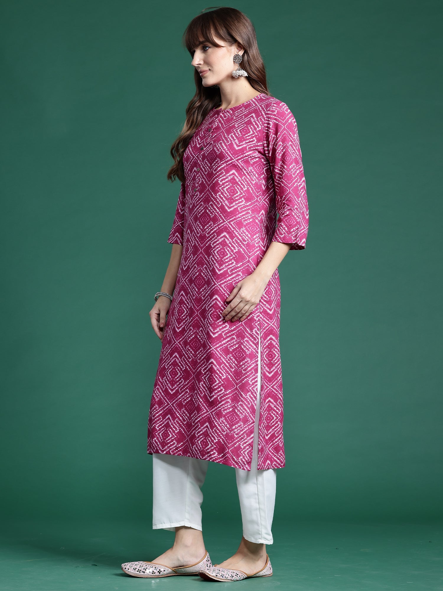 Women's Pink Viscose Rayon Kurta - Taantav