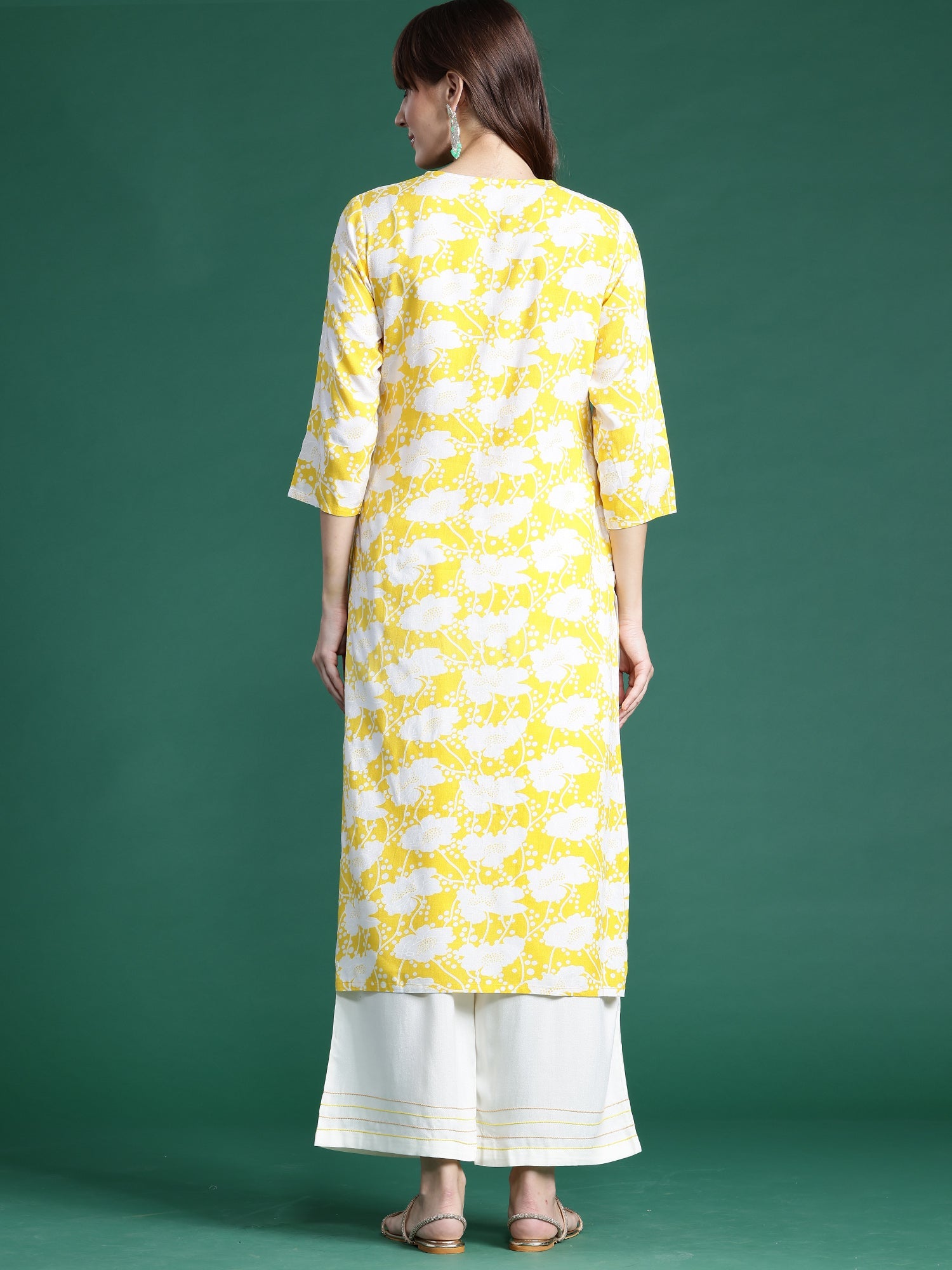 Women's Yellow Viscose Rayon Kurta - Taantav